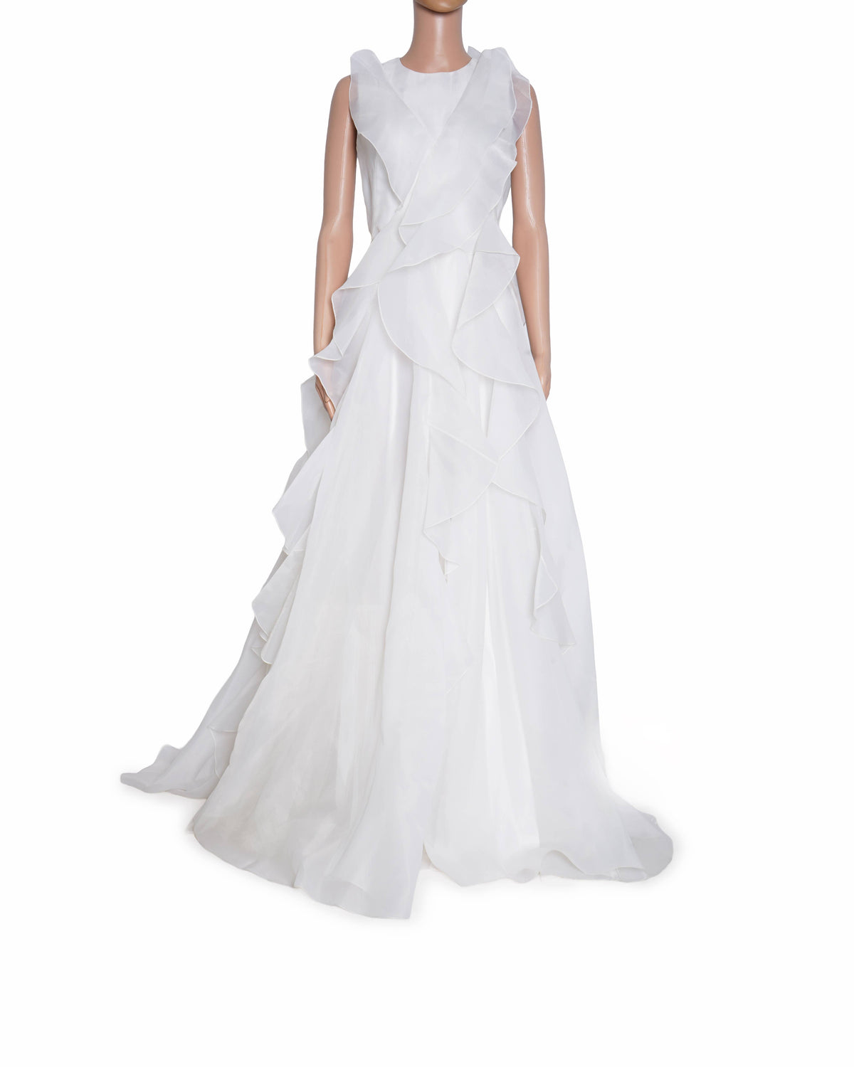 Gauri & Nainika Ruffle Gown In White