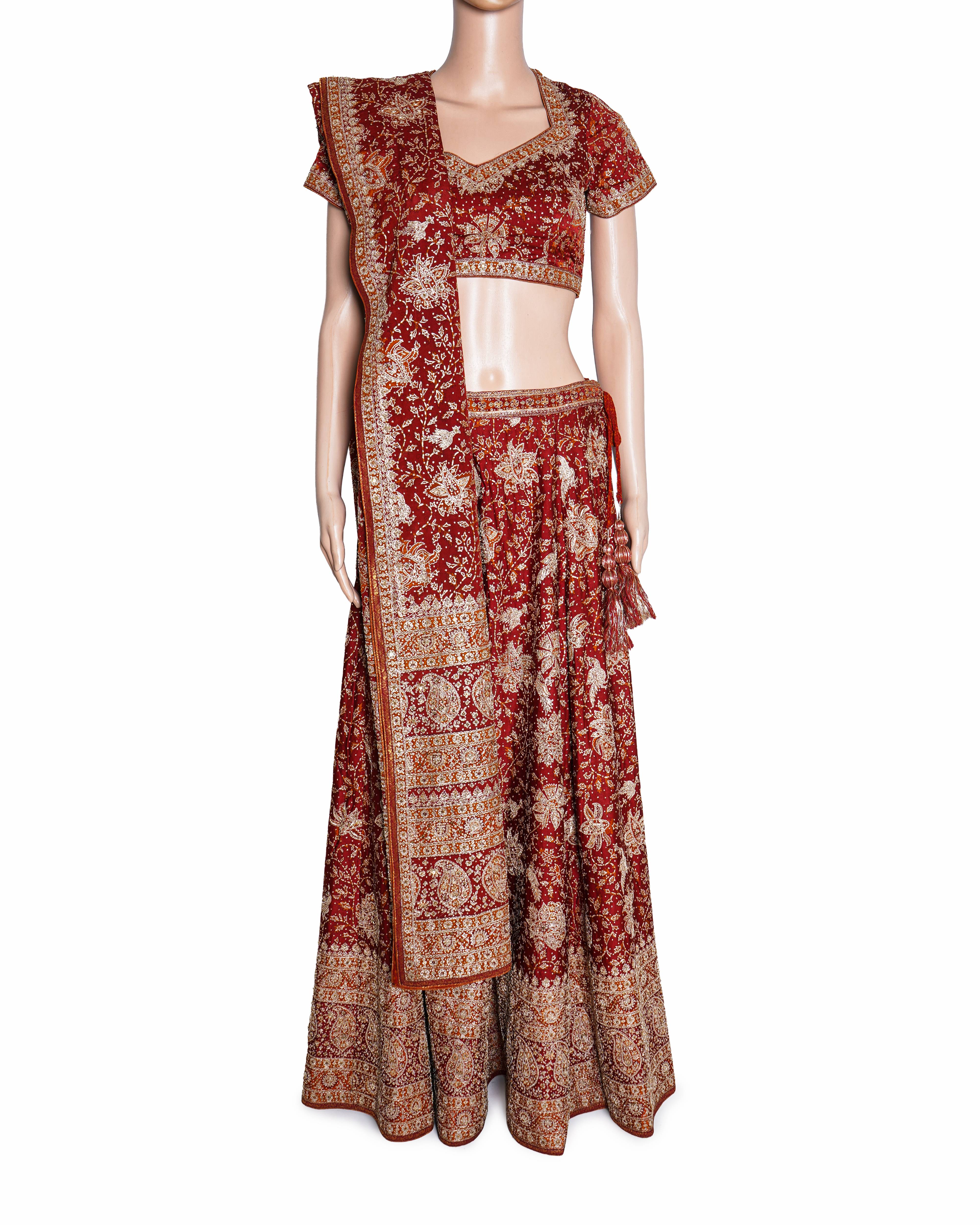 Ritu Kumar Red Embreoidered Bridal  Lehenga Set
