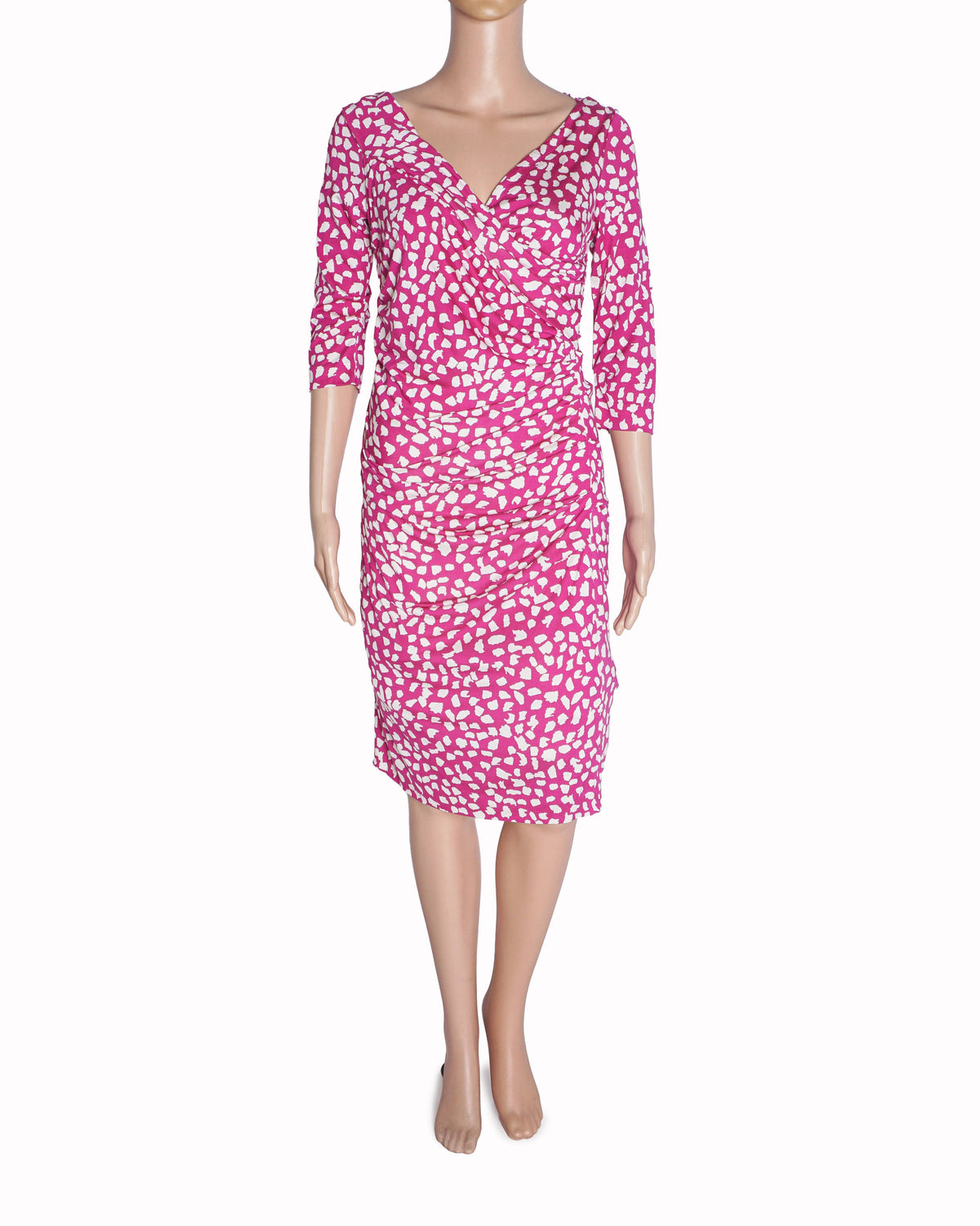 Diane von Furstenberg Pink Printed Ruched Dress