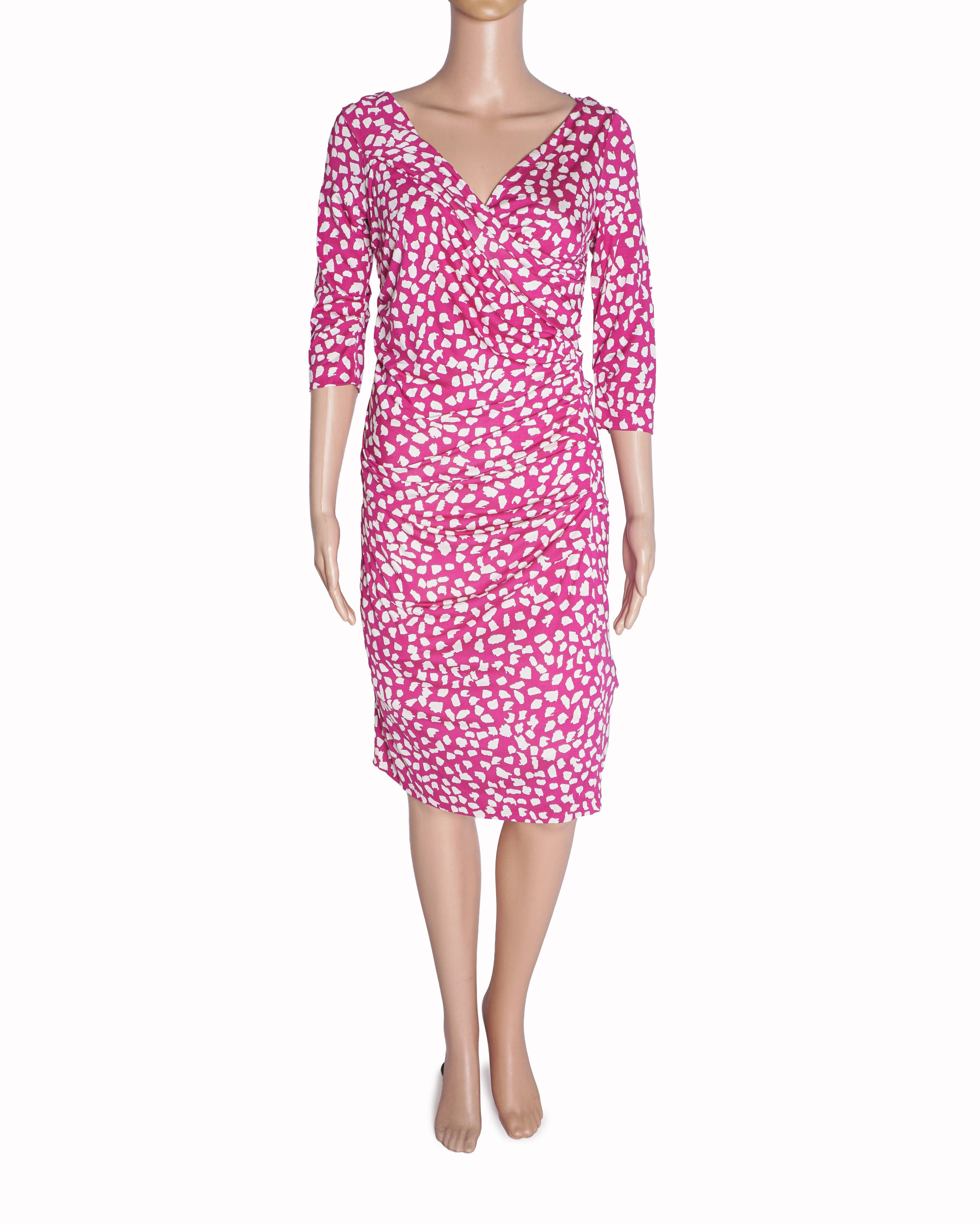 Diane von Furstenberg Pink Printed Ruched Dress