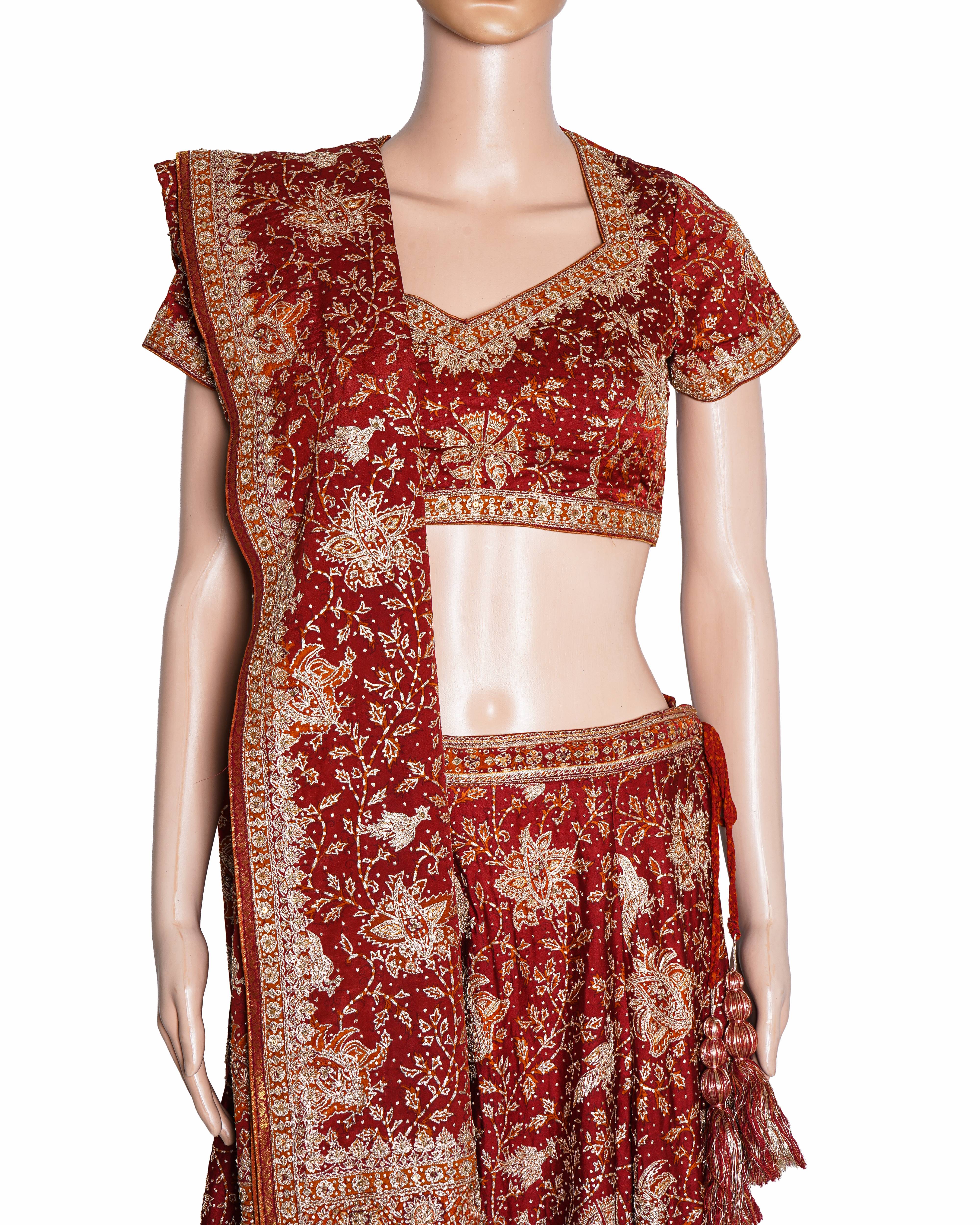 Ritu Kumar Red Embreoidered Bridal  Lehenga Set