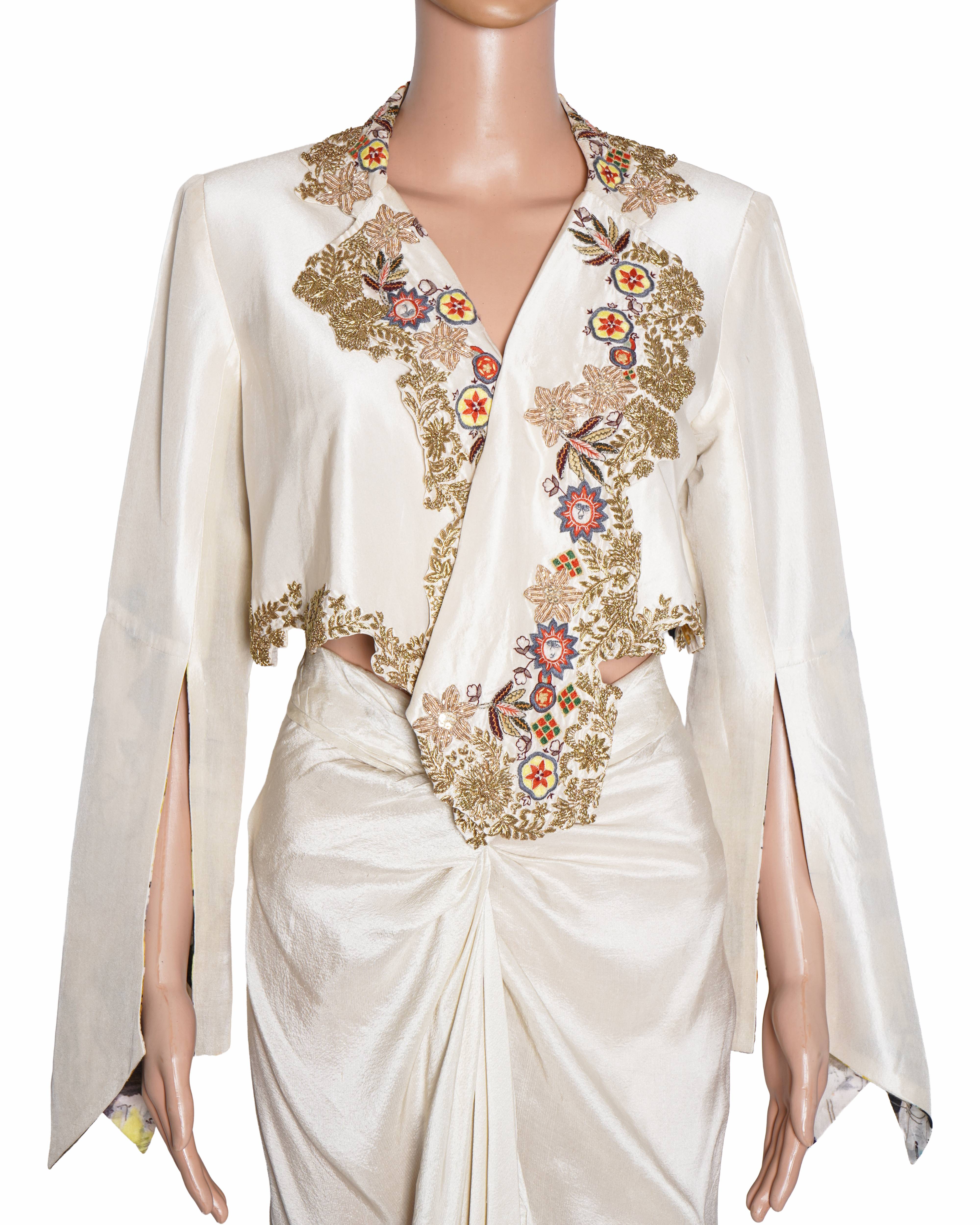 Anamika Khanna 
White Embroidered Jacket Paired With Skirt