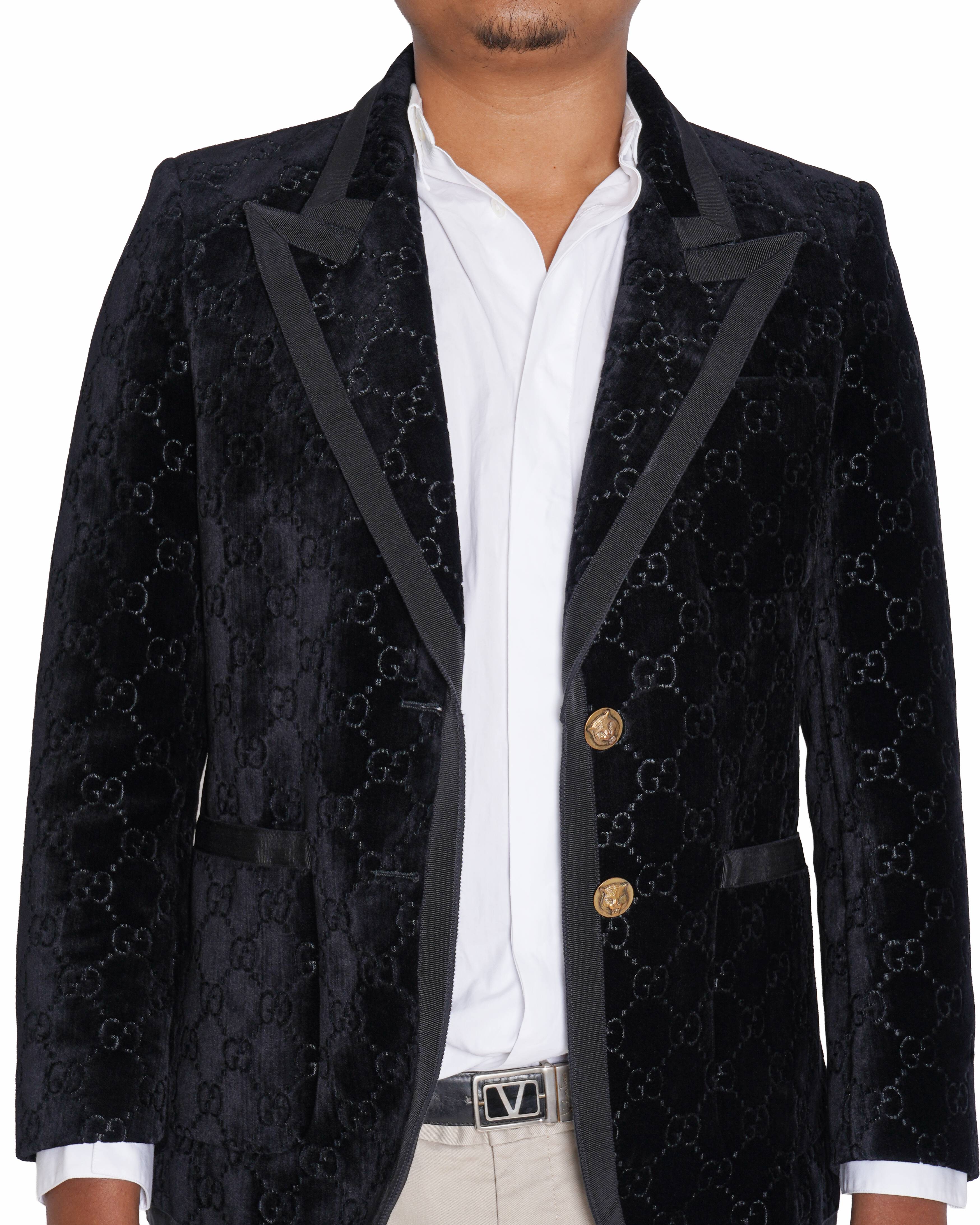 Gucci Black GG Monogram Velvet Blazer