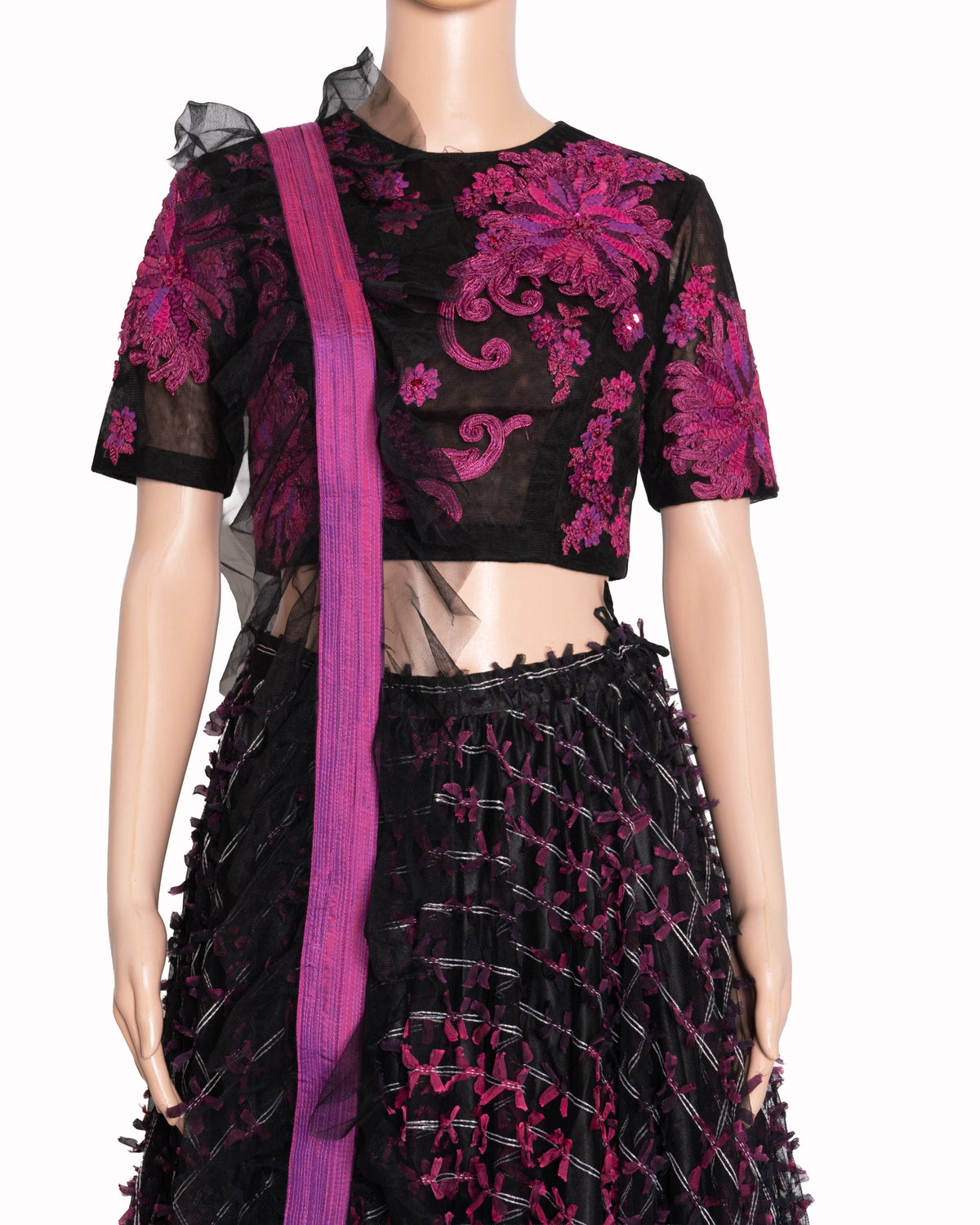 Pallavi Jaikisshan  Lehnga set in Black & Magenta set of 3