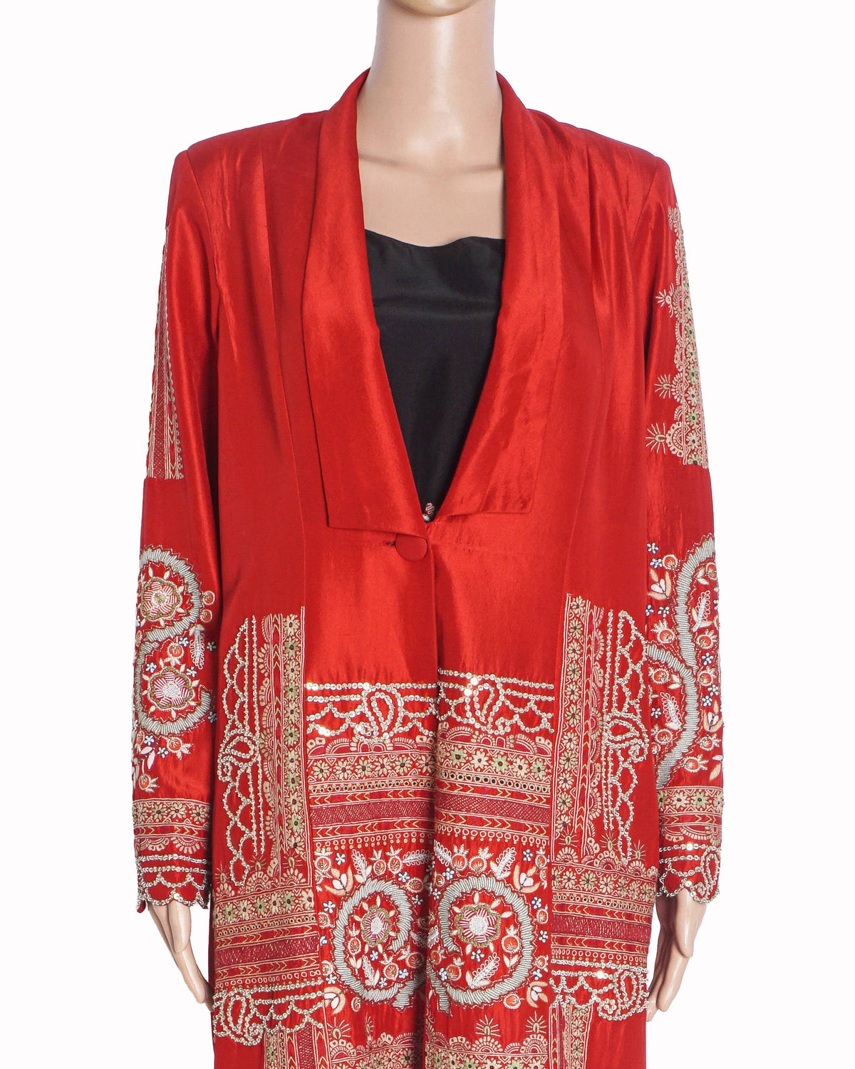 Anamika Khanna Red Embroidered Jacket & Slip Dress Set