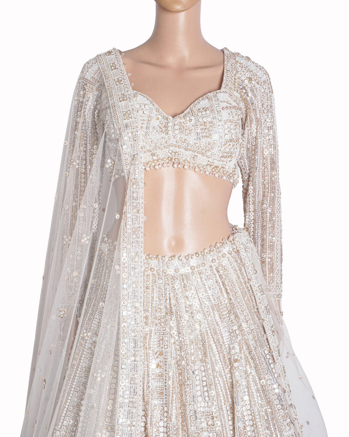 Seema Gujral Ivory Sequined Lehenga Set