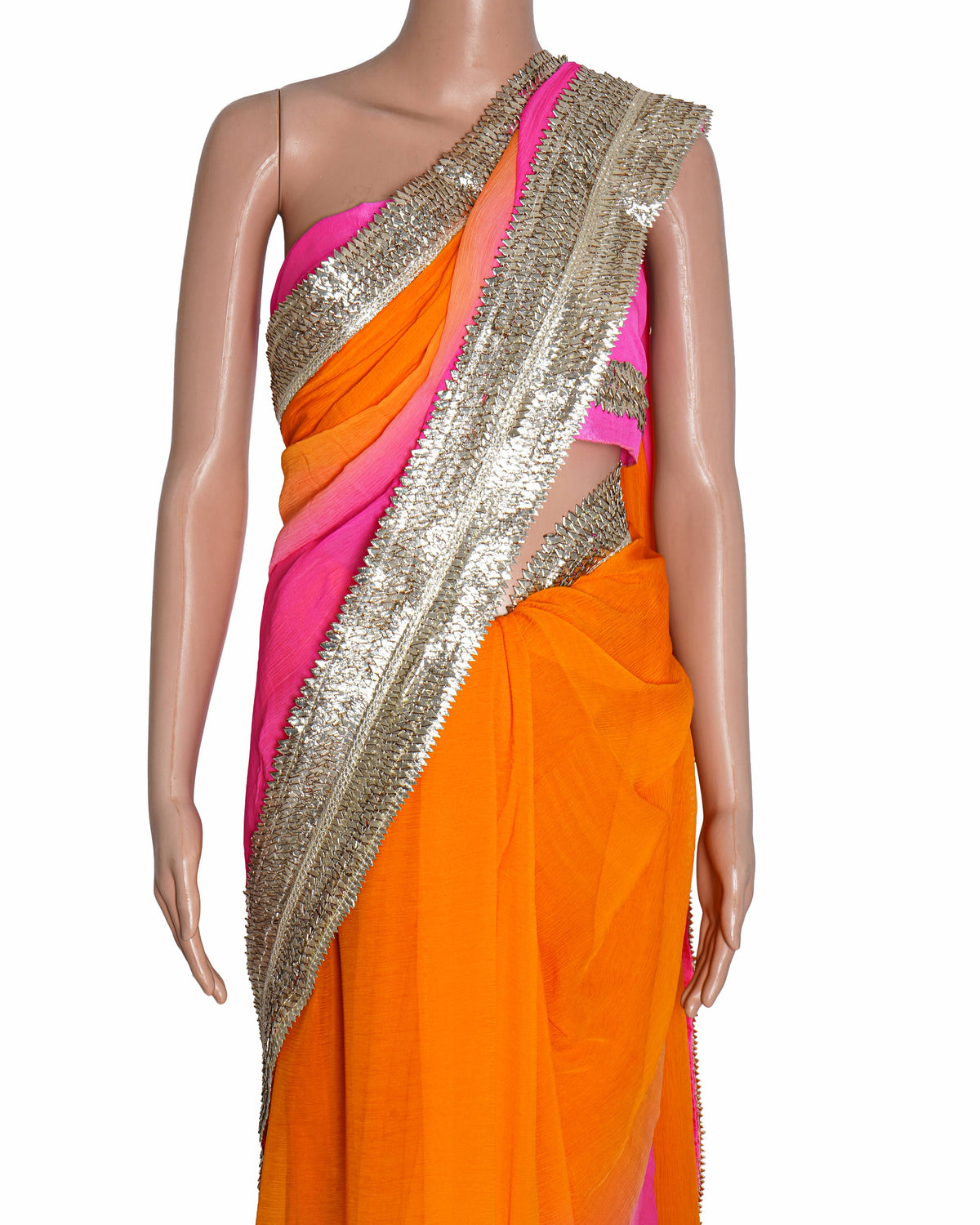 Nikasha Ombre Saree In Pink & Yellow