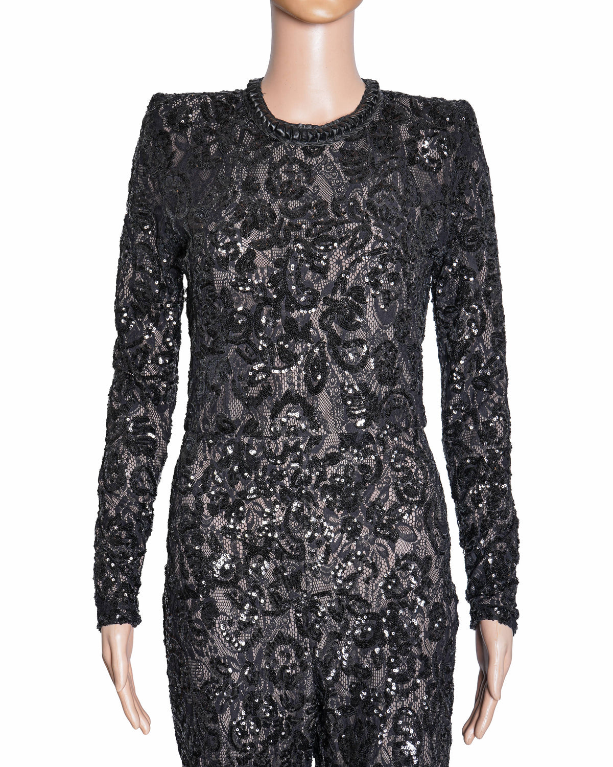 Nadine Merabi Black Sequin Jumpsuit