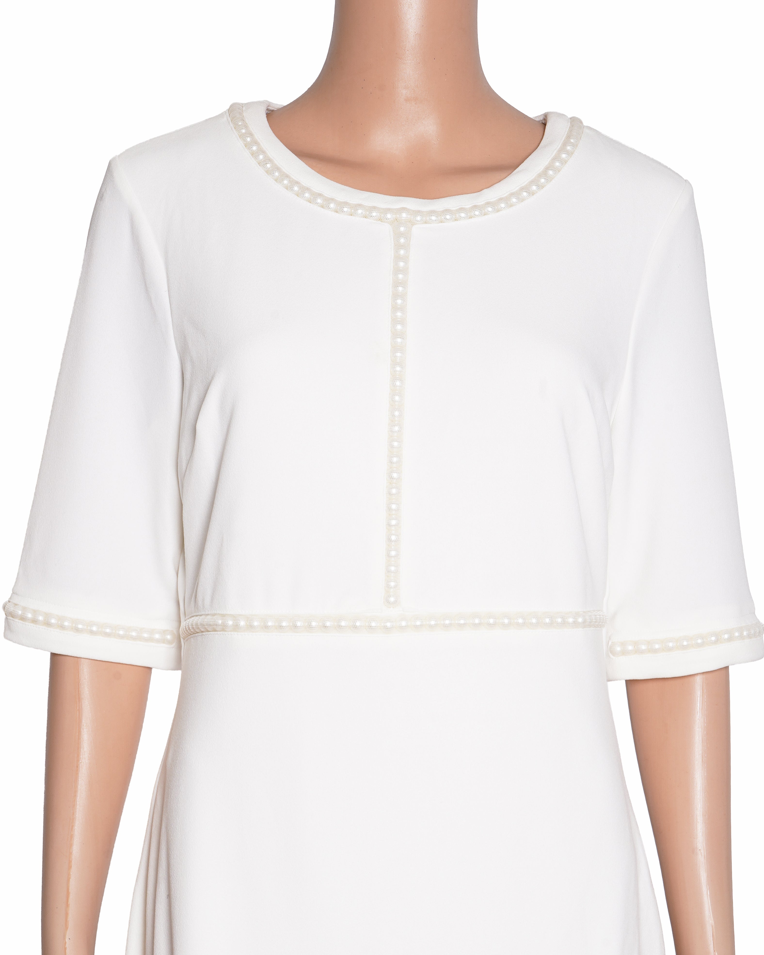 New Karl Lagerfeld Pearl 3/4th Sleeve Dress In WHite