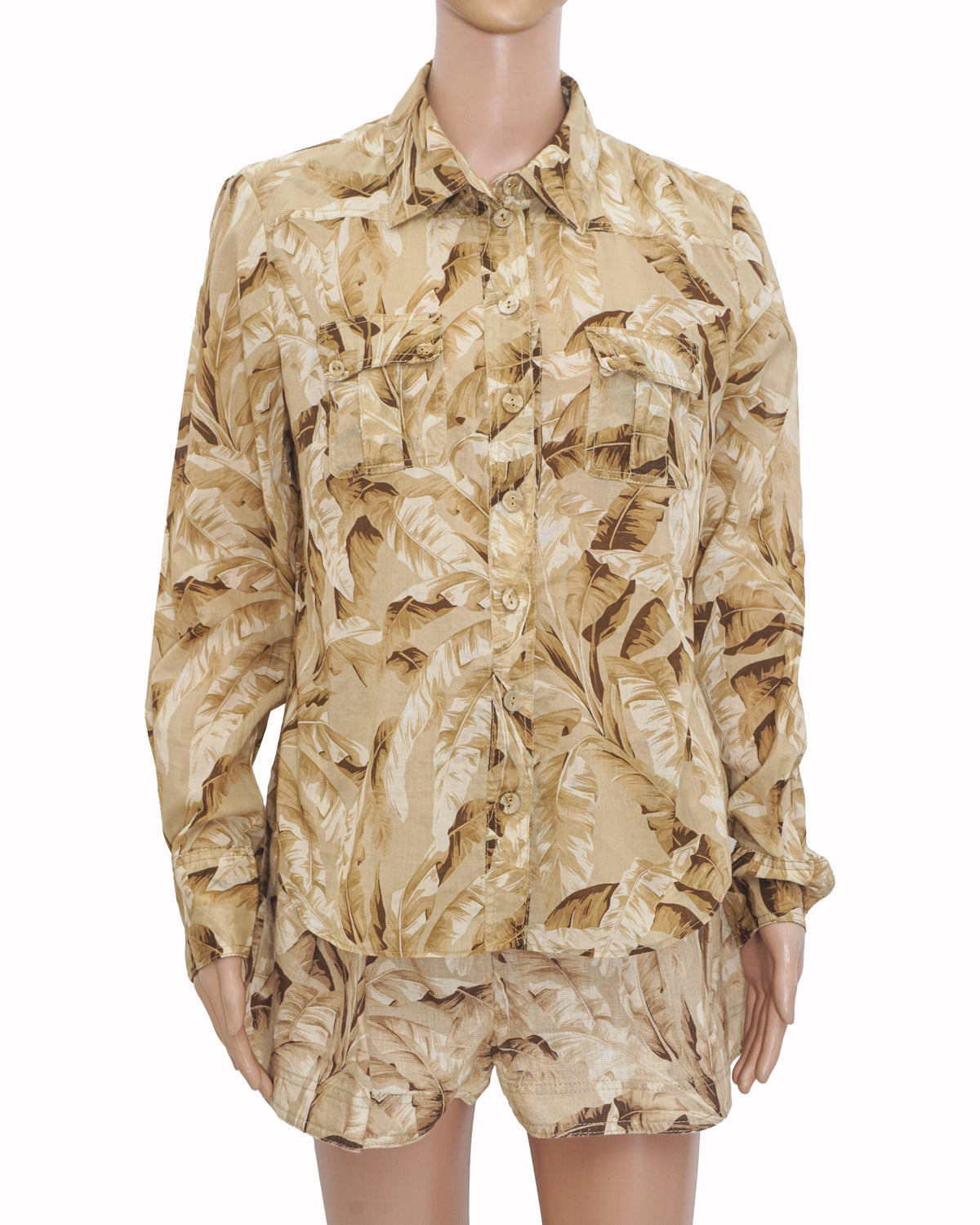 Zimmermann Beige Tropical Leaf Shirt & Shorts Set