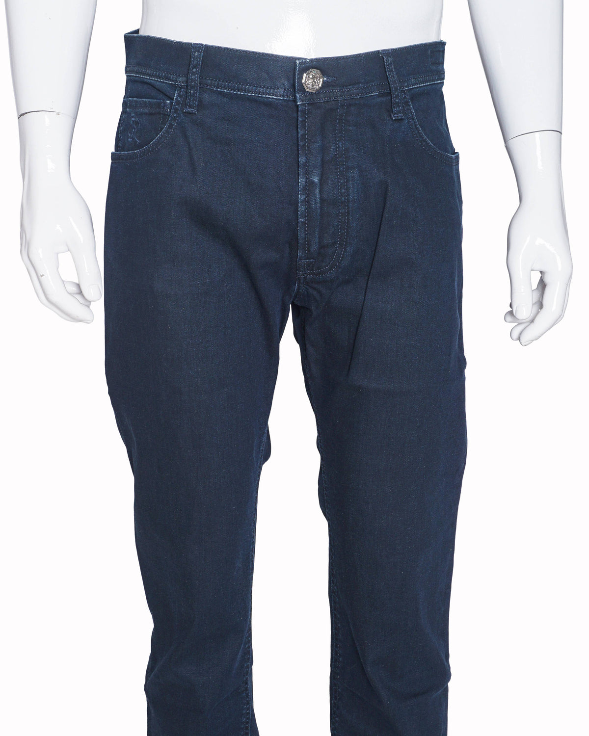 Stefano Ricci Men's Dark Indigo Dragon Plaque Slim Jeans