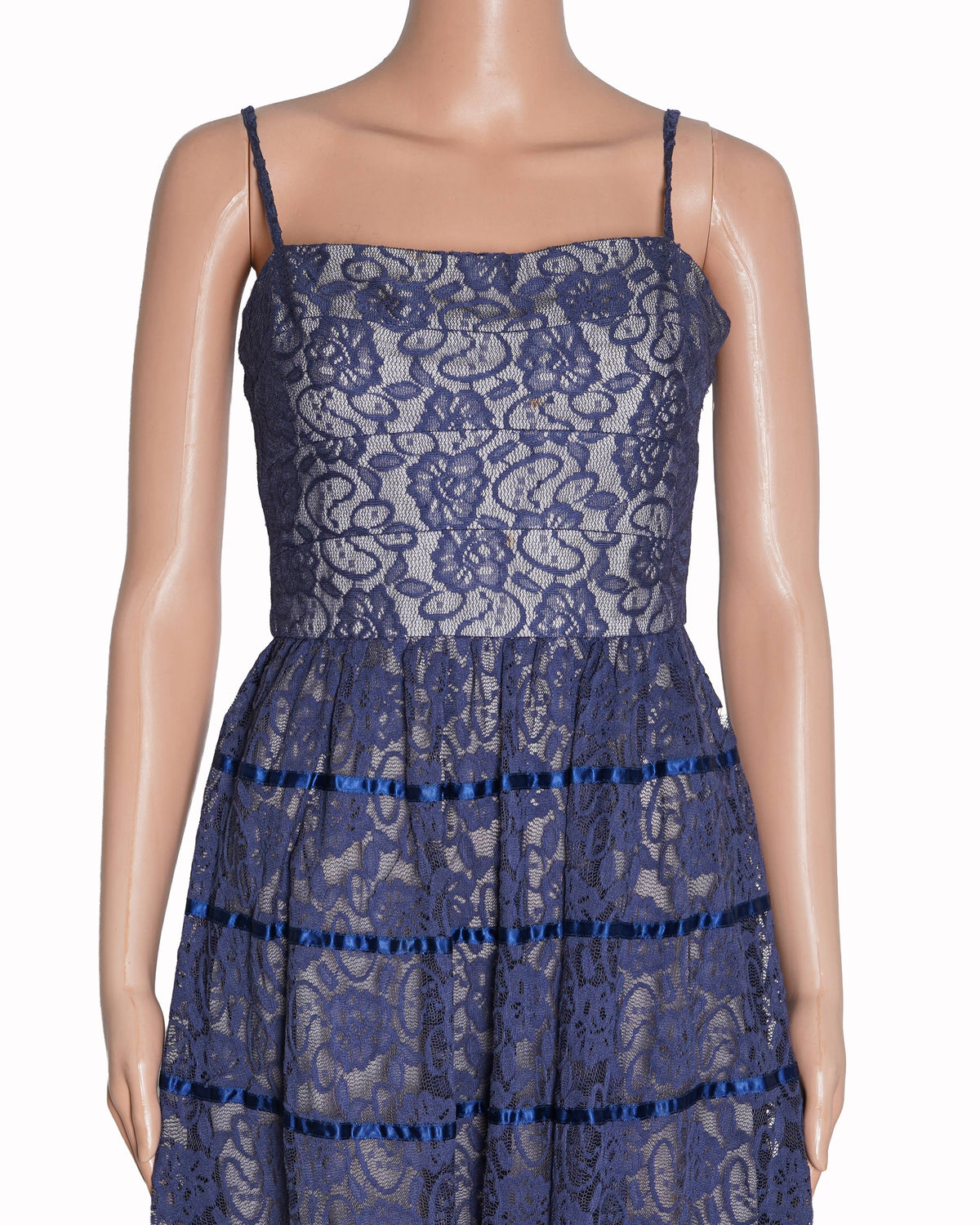 Vera wang navy blue lace slip dress