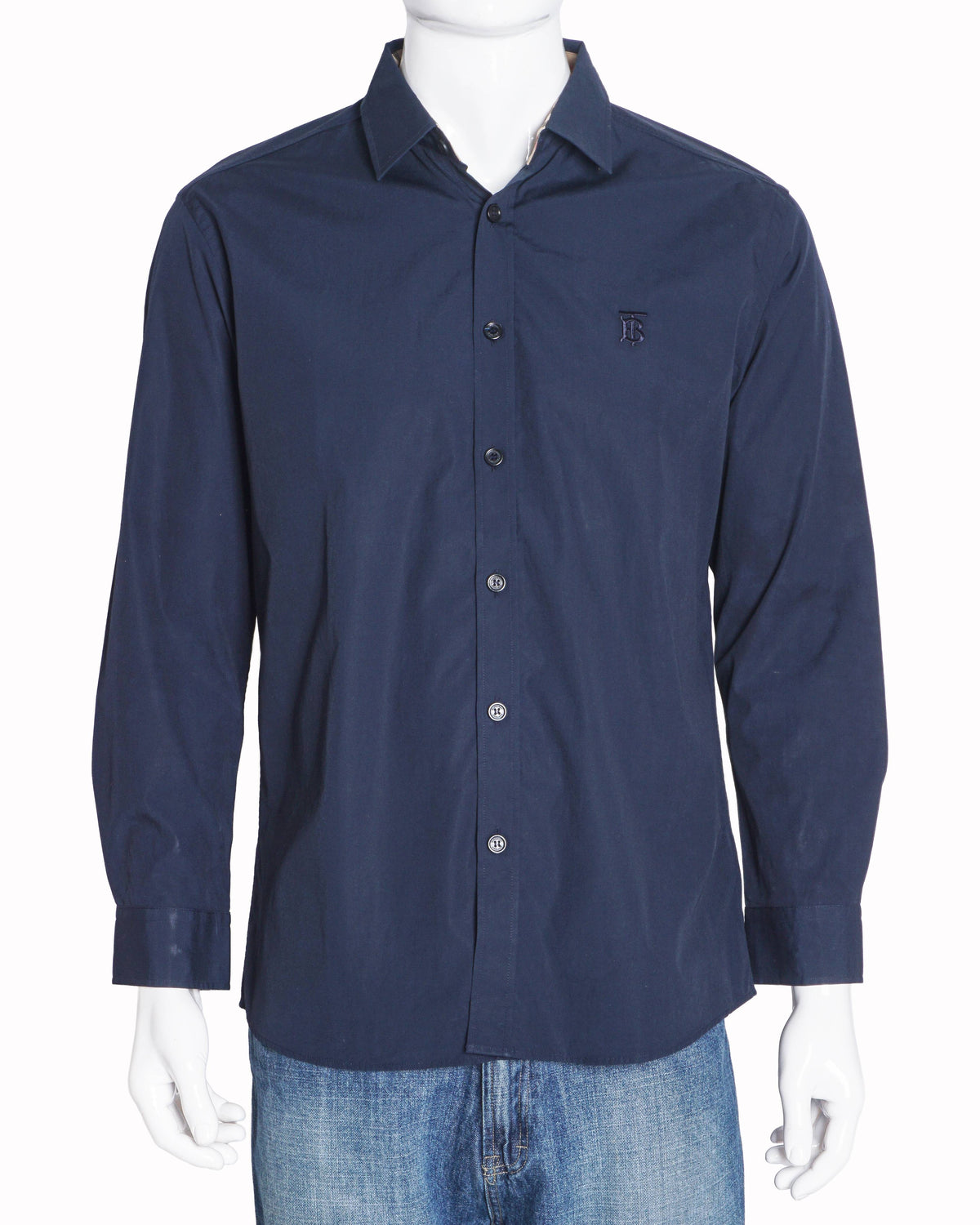 Burberry Navy Blue Logo Cotton Shirt