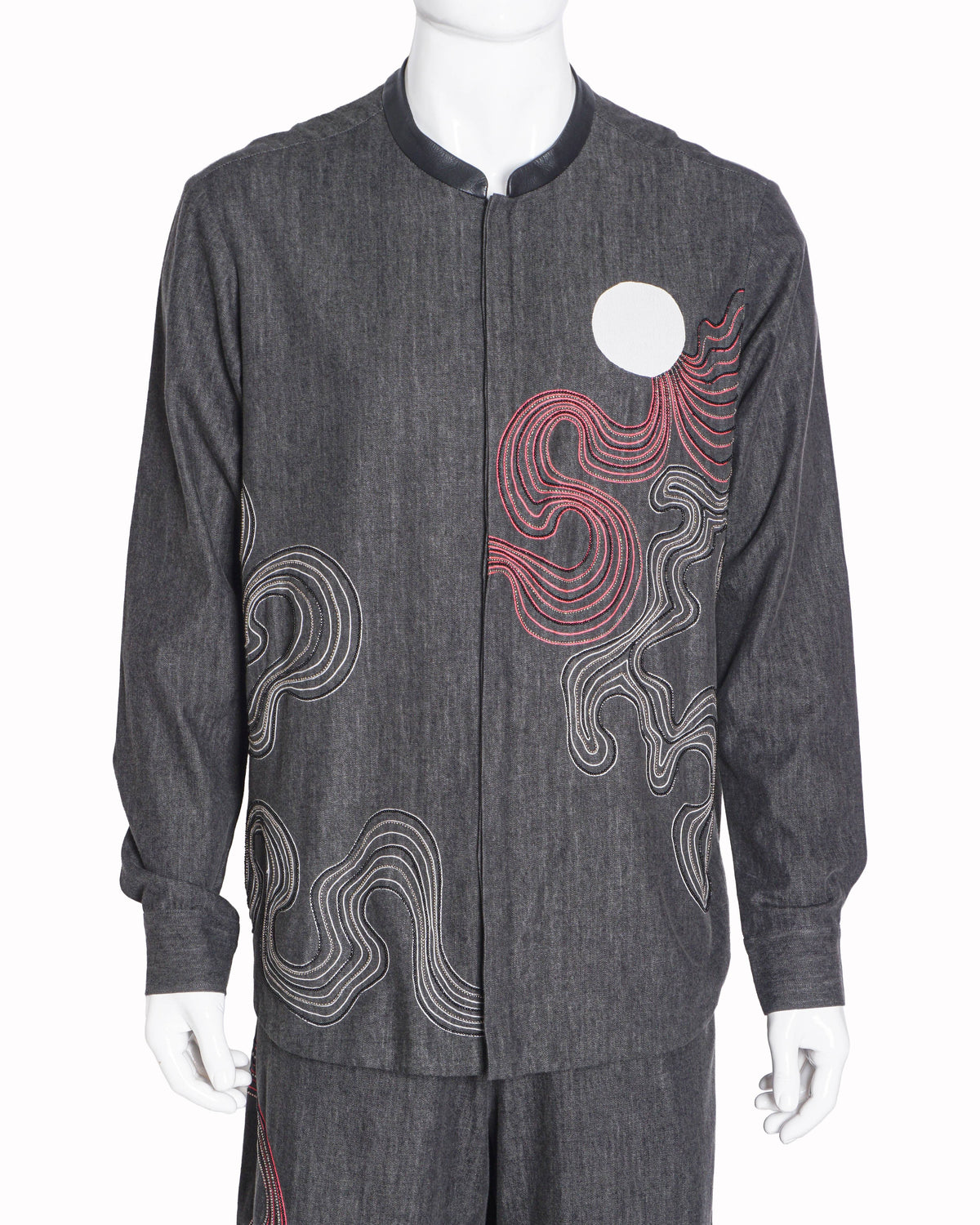 Shahin Mannan Charcoal Grey Embroidered Men's Bandhgala Set