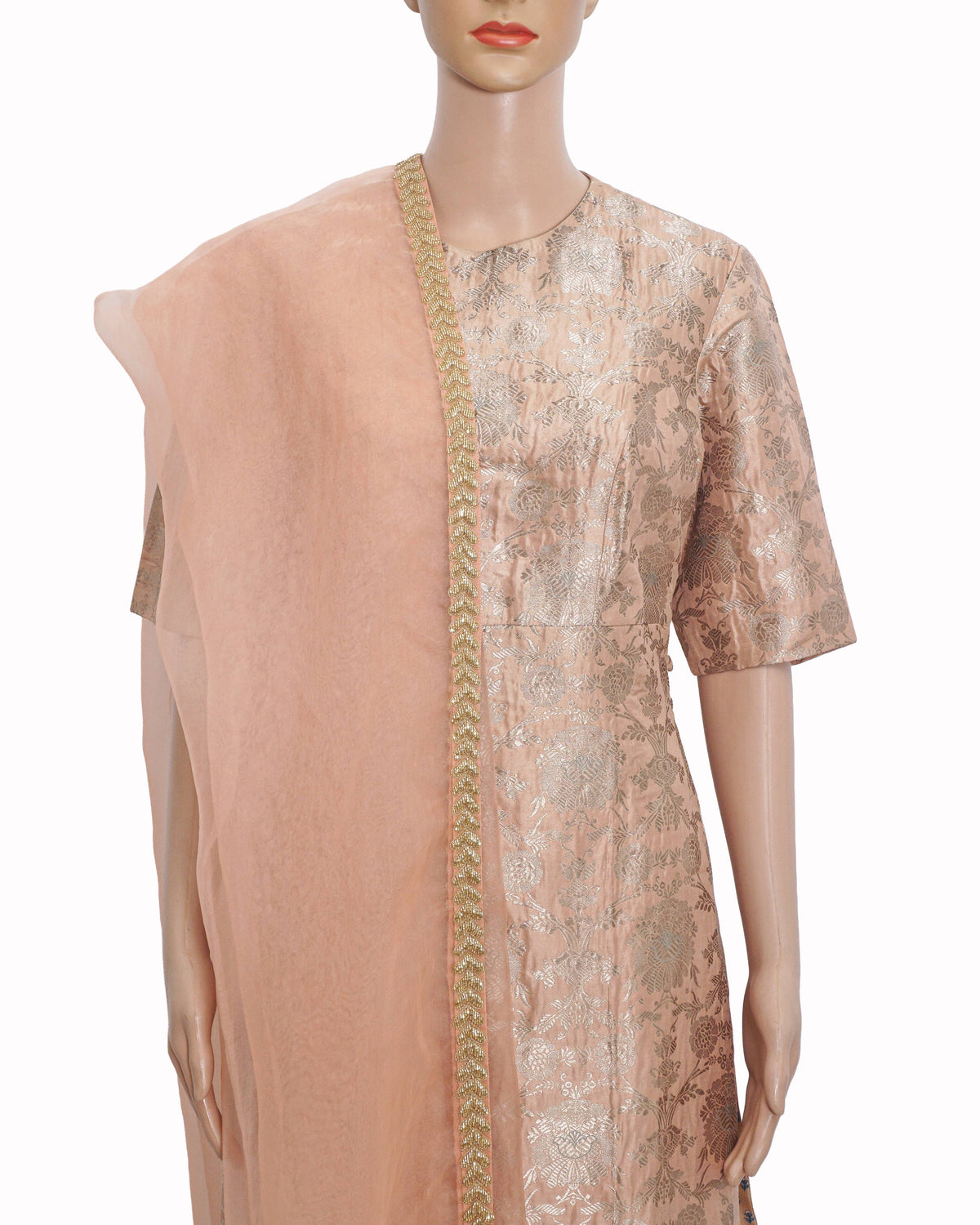 Raw Mango By Sanjay Garg Blush Pink & Silver Zari Brocade Silk Tunic Set