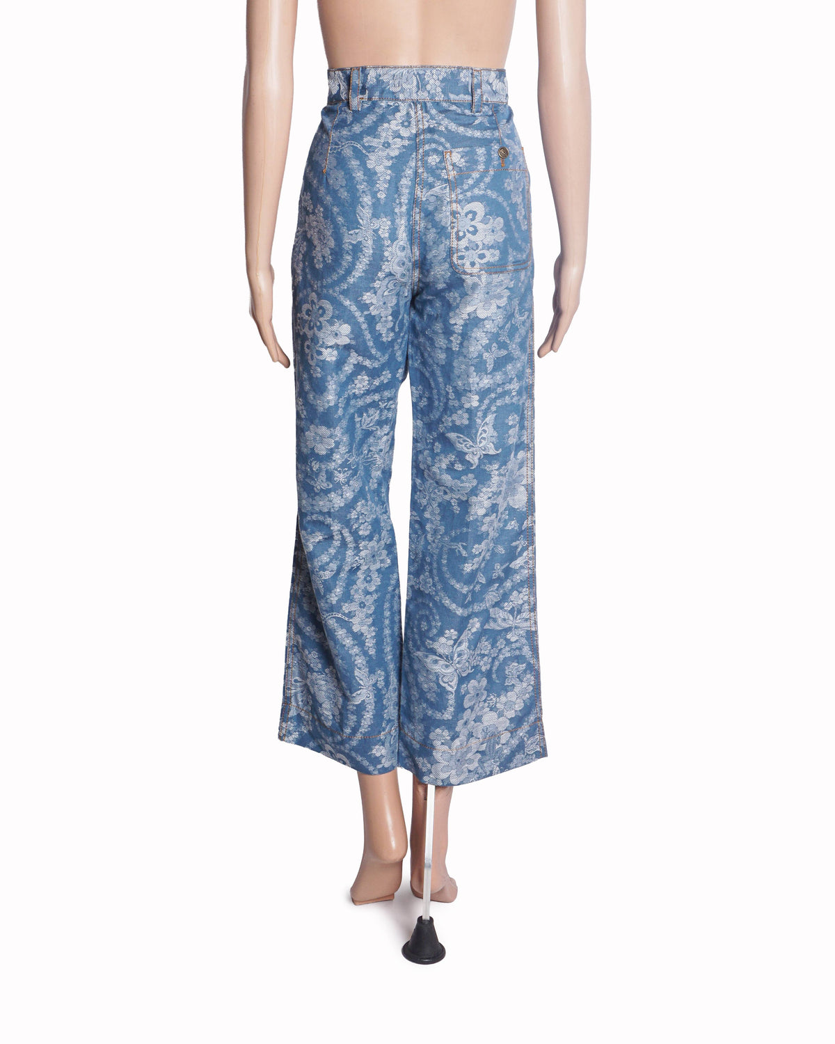 ETRO Washed Blue Floral Print Jeans