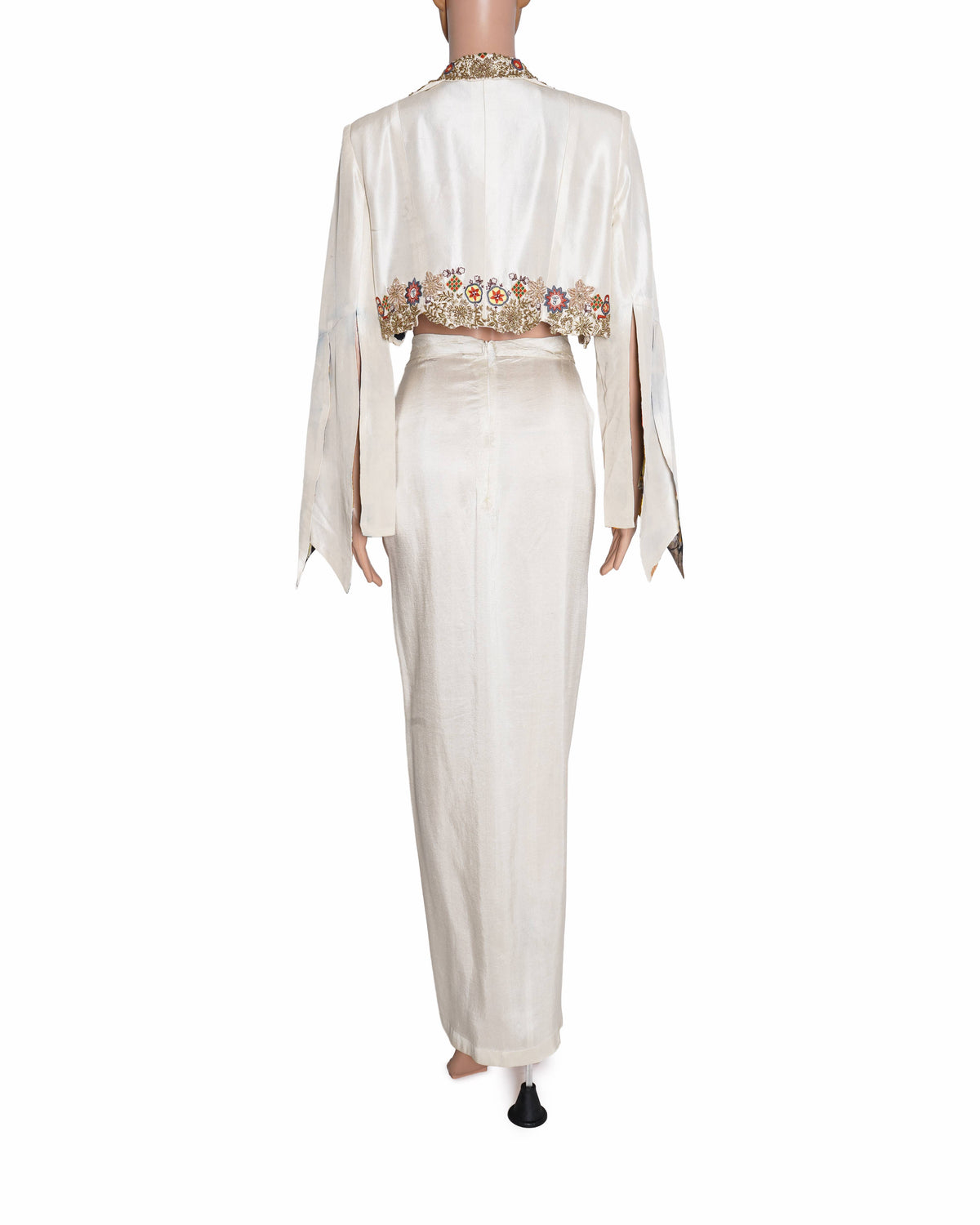 Anamika Khanna 
White Embroidered Jacket Paired With Skirt