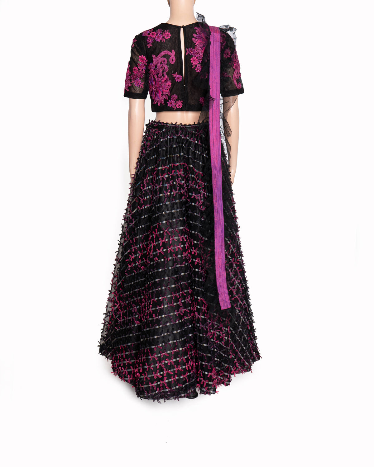 Pallavi Jaikisshan  Lehnga set in Black & Magenta set of 3
