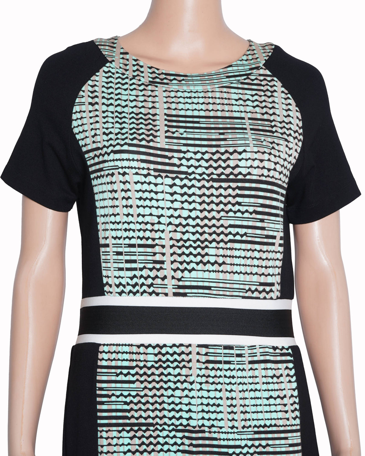 BCBG Max Azria black & Mint Green printed dress