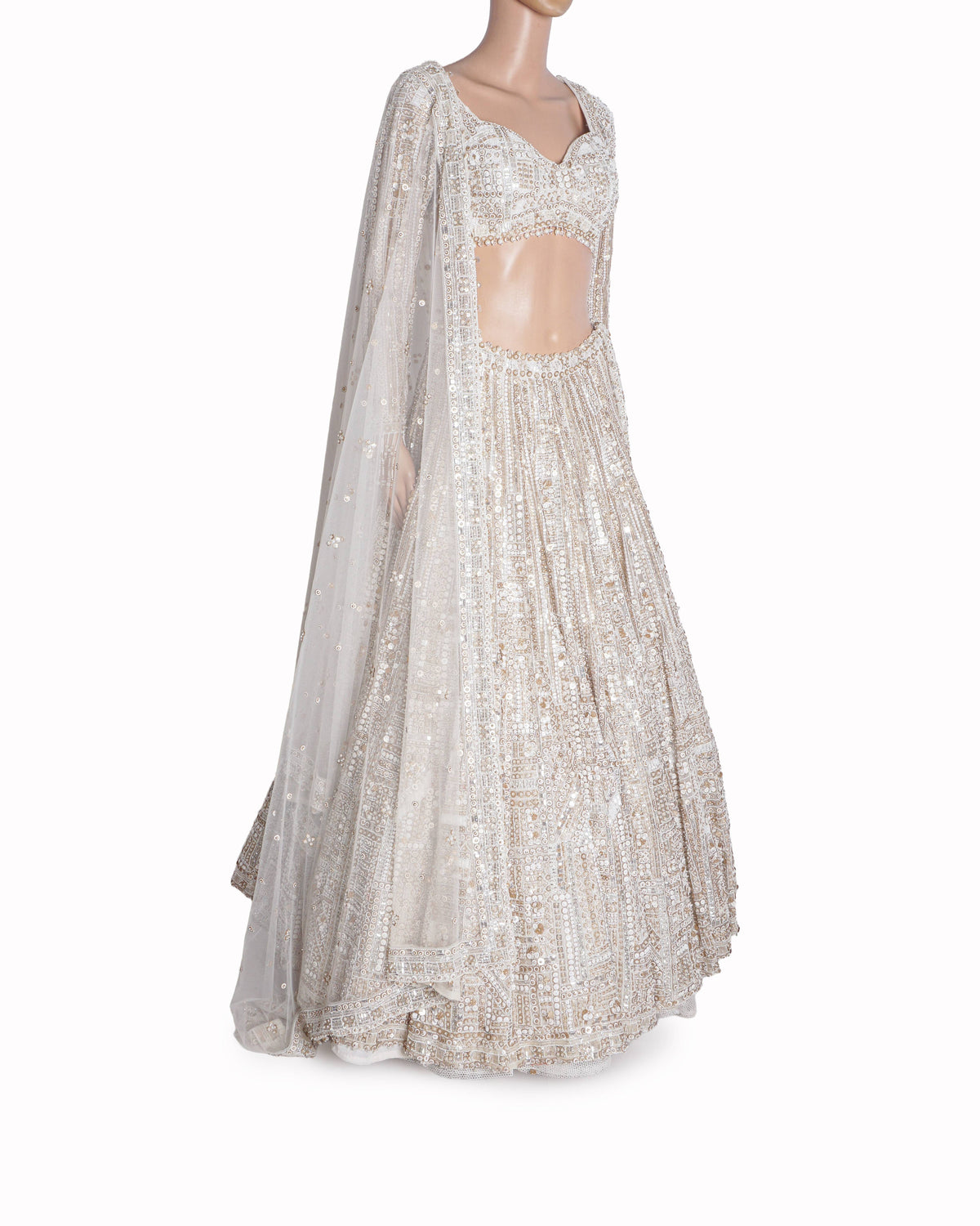 Seema Gujral Ivory Sequined Lehenga Set