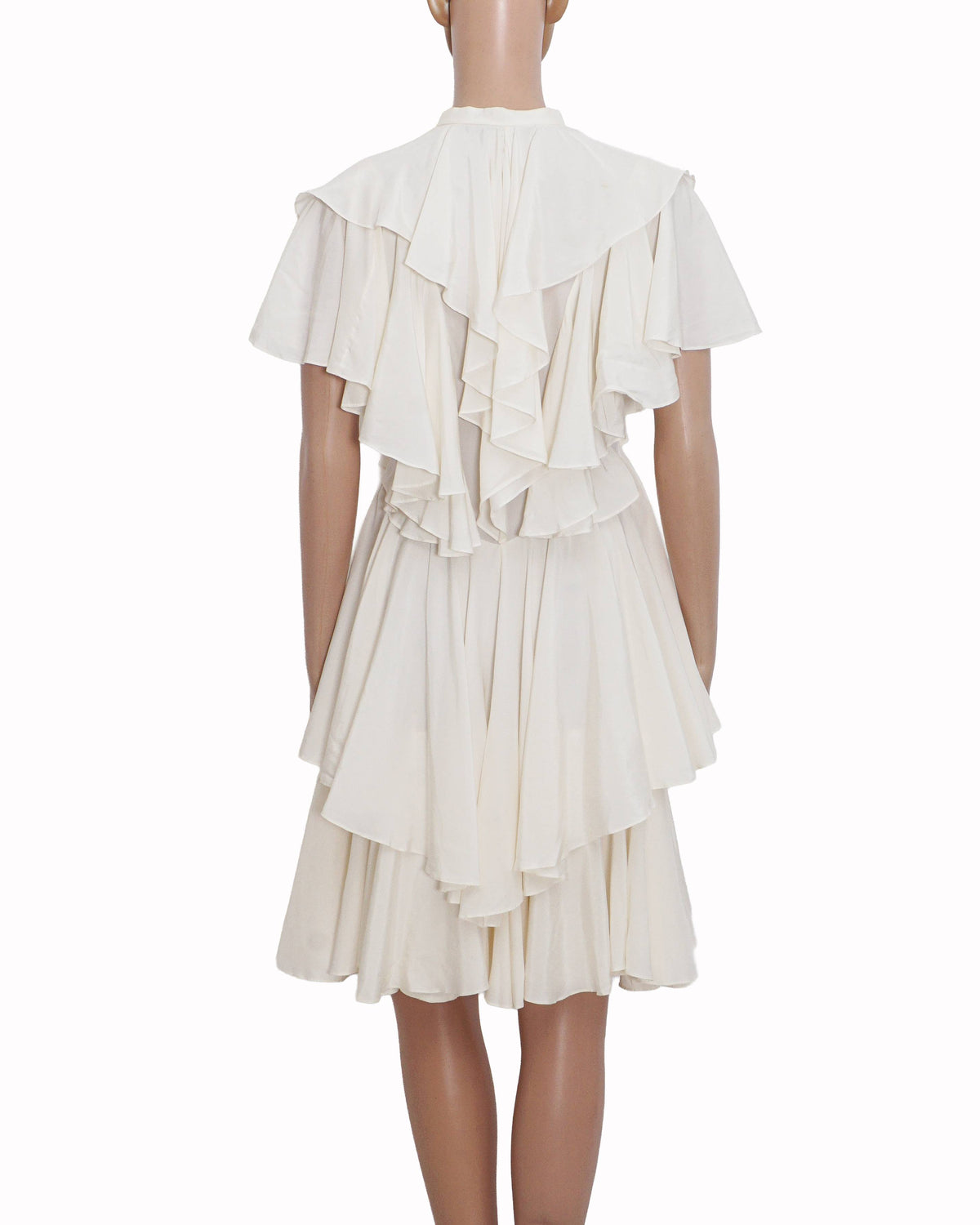 Alexander McQueen White Tiered Ruffle Layered Shirt Dress