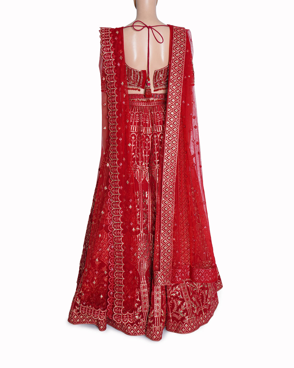 Falguni Shane Peacock Ambawatta Red Bridal Lehenga Set