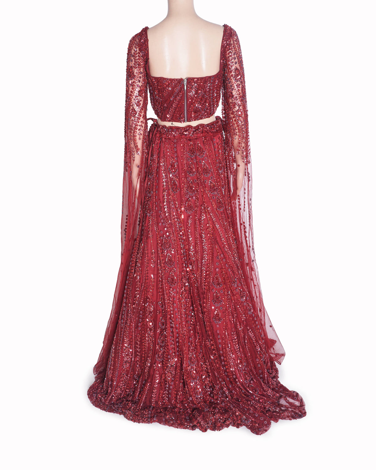 DiyaRajvvir Crimson Red Hand-Embellished Lehenga Set