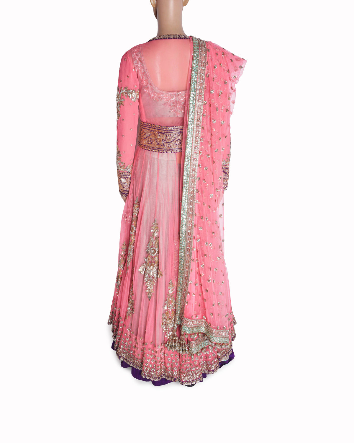 Manish Malhotra Mint Green & Pink Lehenga with Long Jacket Set