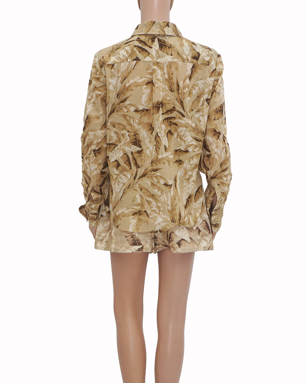 Zimmermann Beige Tropical Leaf Shirt & Shorts Set