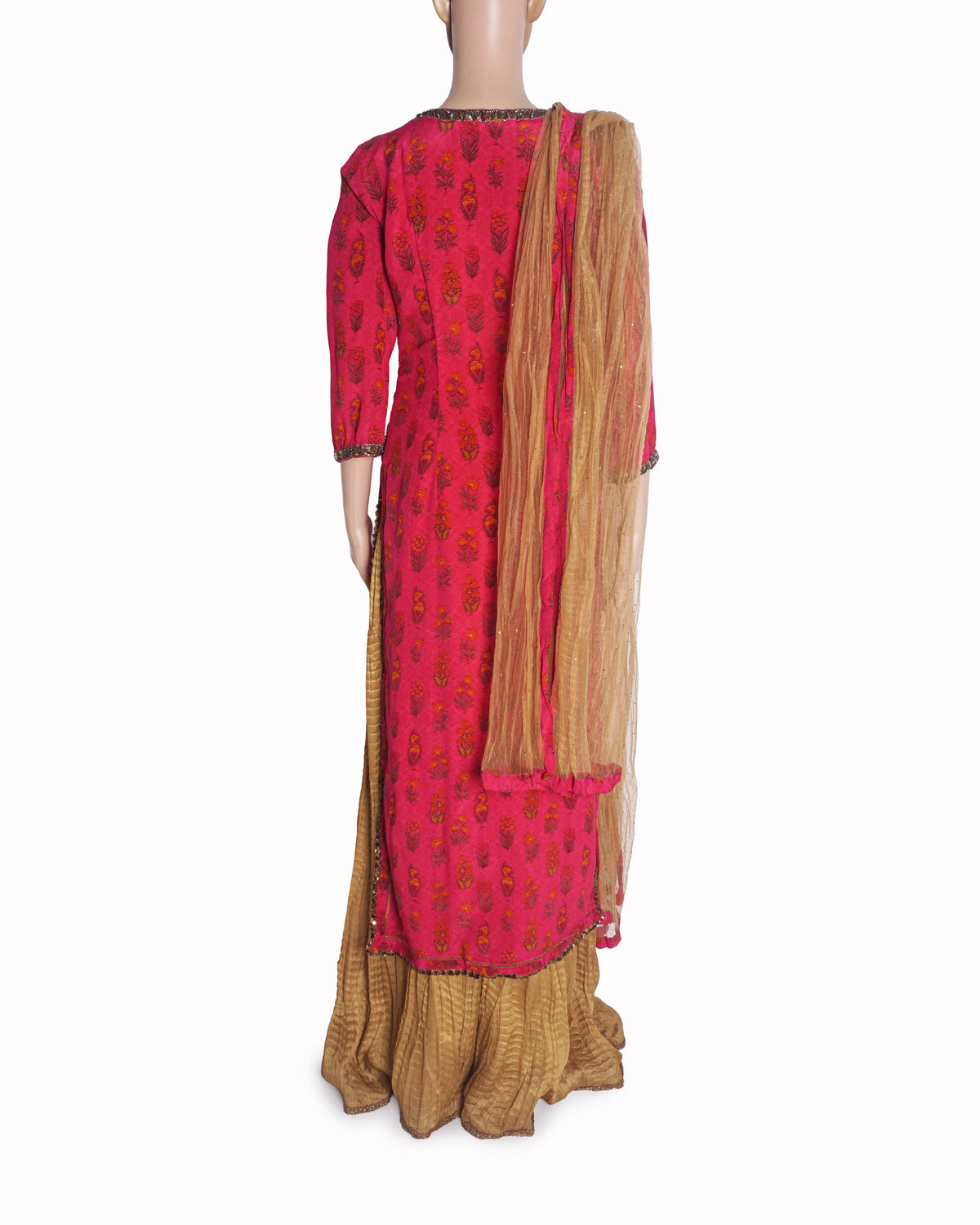 Seema Khan Hot Pink & Gold Embroidered Kurta Set