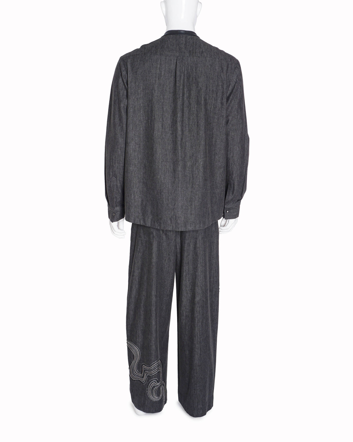 Shahin Mannan Charcoal Grey Embroidered Men's Bandhgala Set