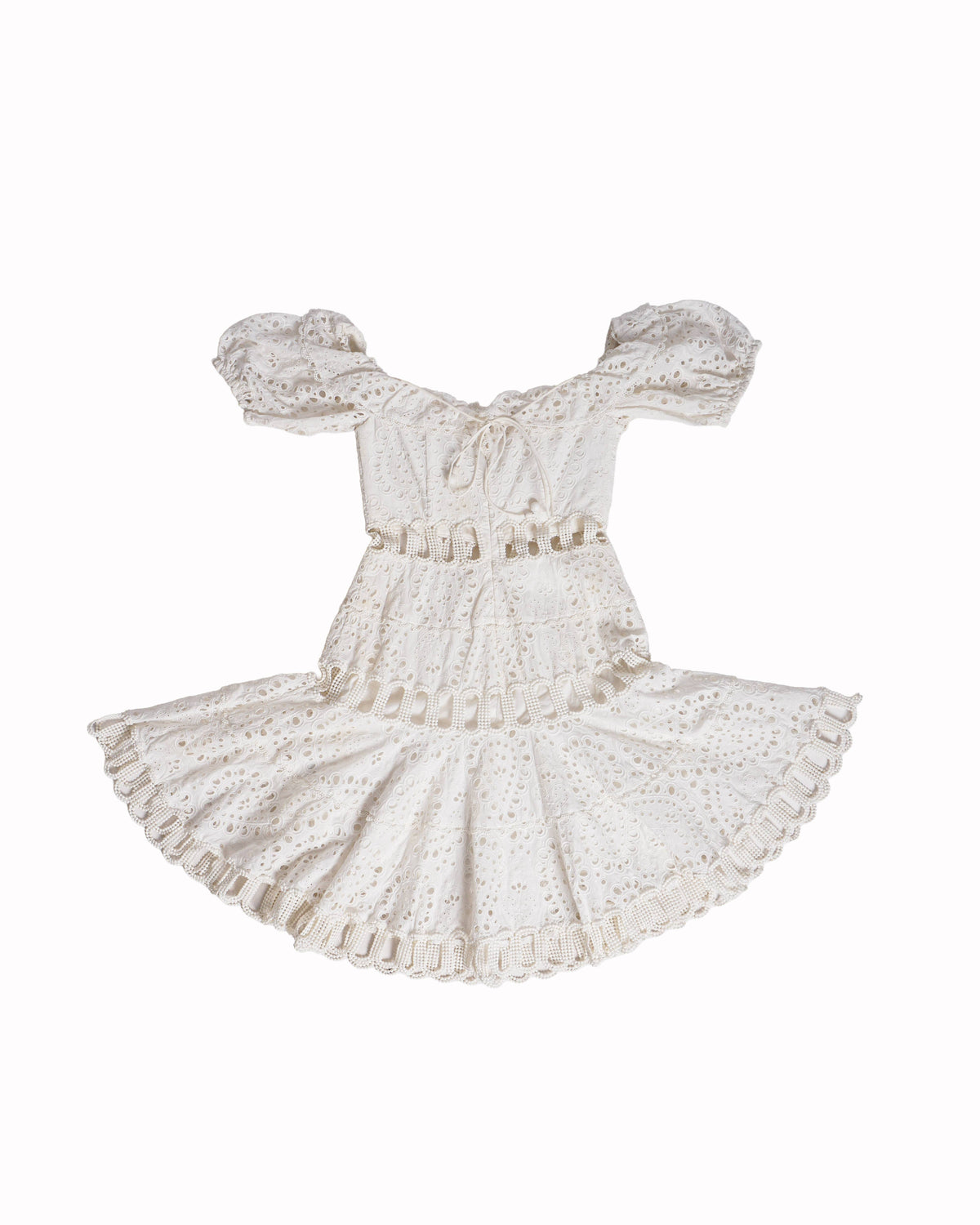 Zimmermann Melody Off-Shoulder White Eyelet Mini Dress