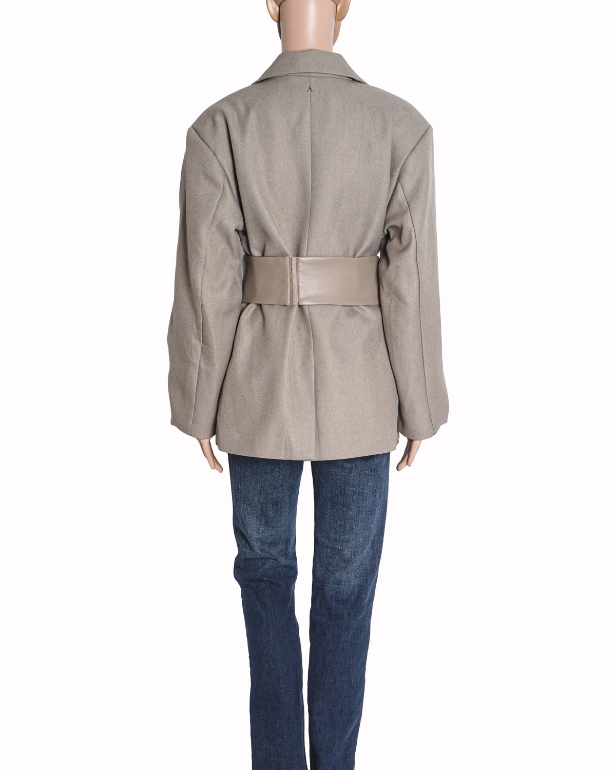 Manière De Voir Marie Twist-Sleeve Tailored Blazer with Belt