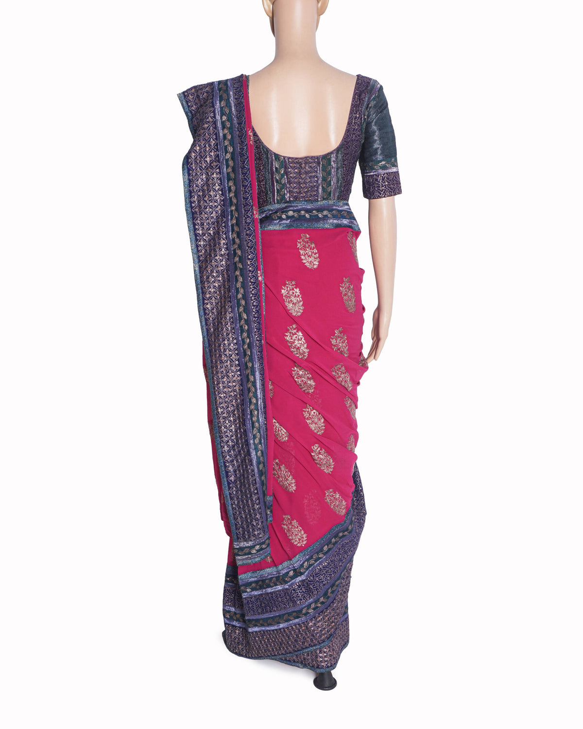 Sabyasachi Magenta Printed Georgette Saree Set