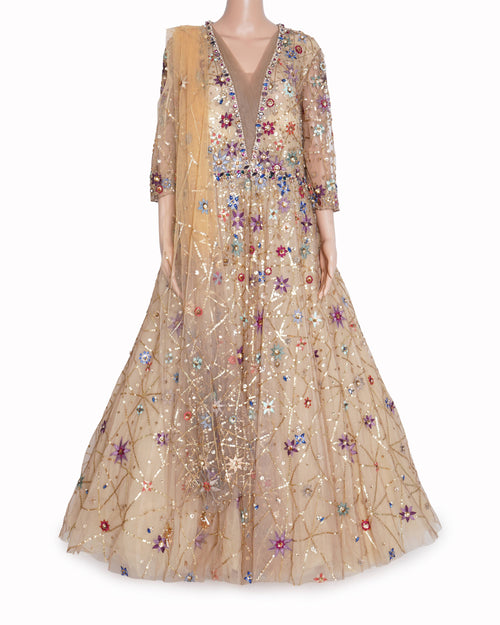 Tarun Tahiliani
Beige Embellished gown with duppata