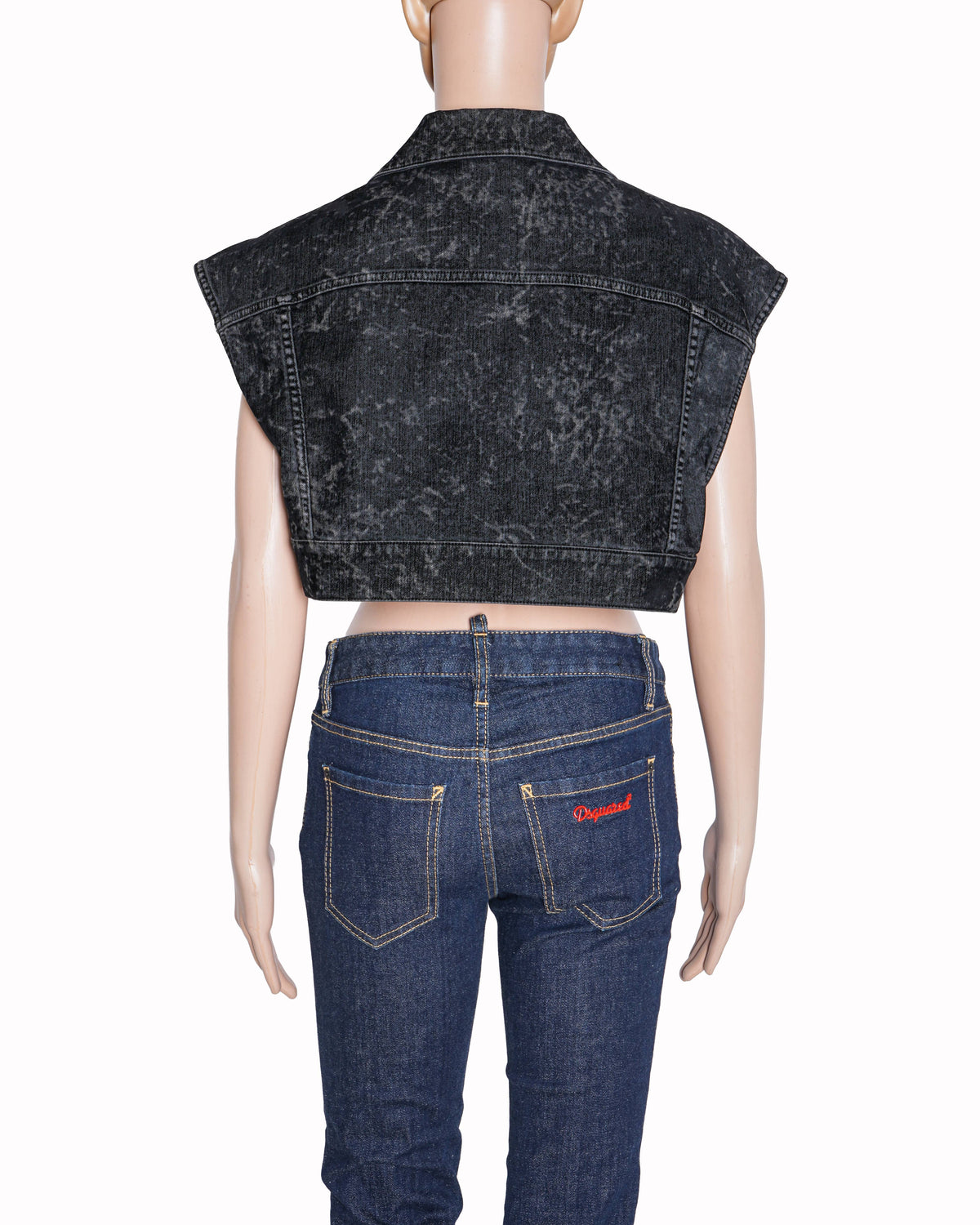 Dolce & Gabbana Denim Sleeveless Jacket In Black