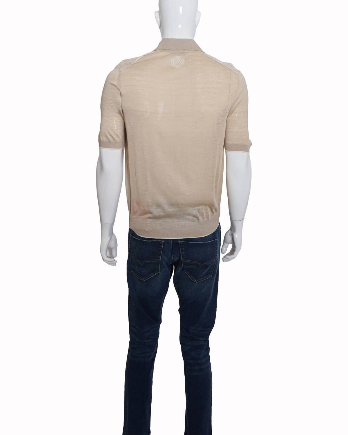Stefano Ricci BeigeTextured Knit Polo T-Shirt
