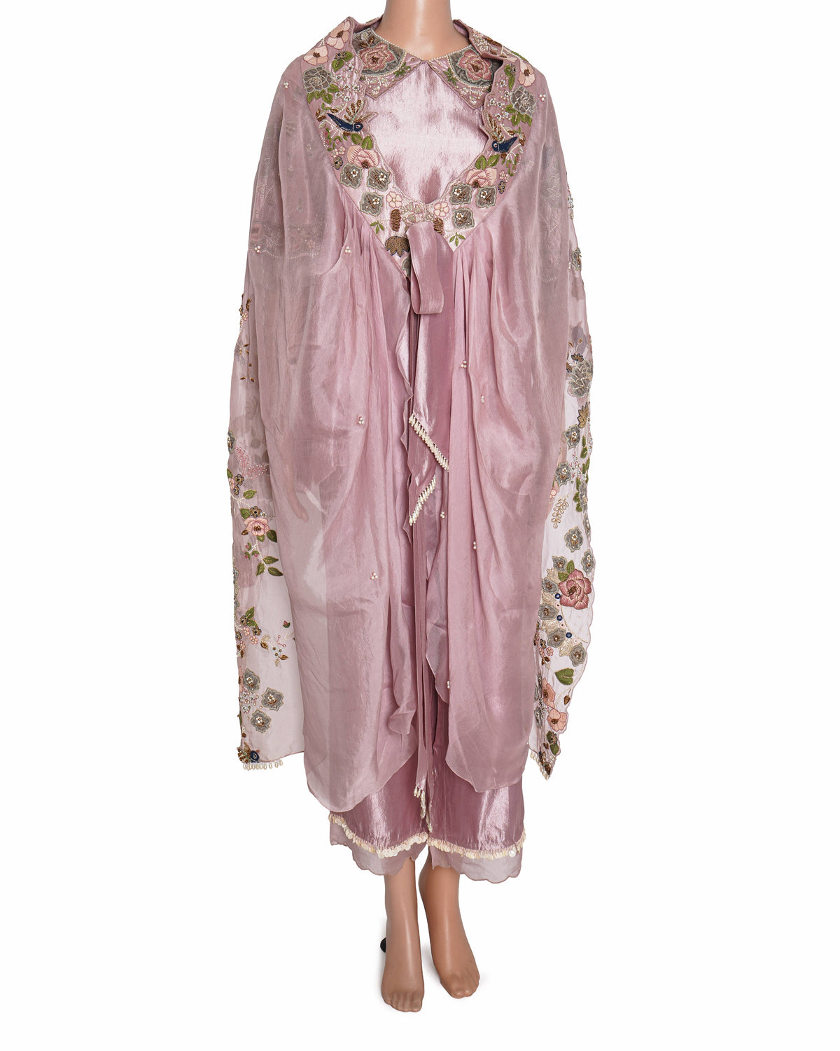 Gazal Gupta blush pink kurta set with cape