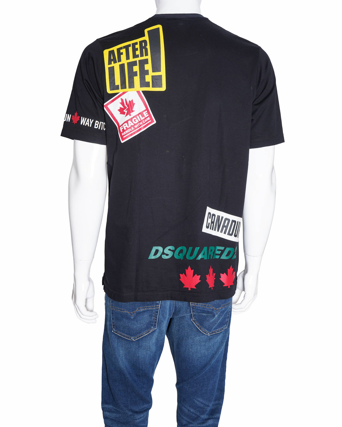 DSQUARED2 D2 T-Shirt Uomo Traveler Toppa Logo - Nero