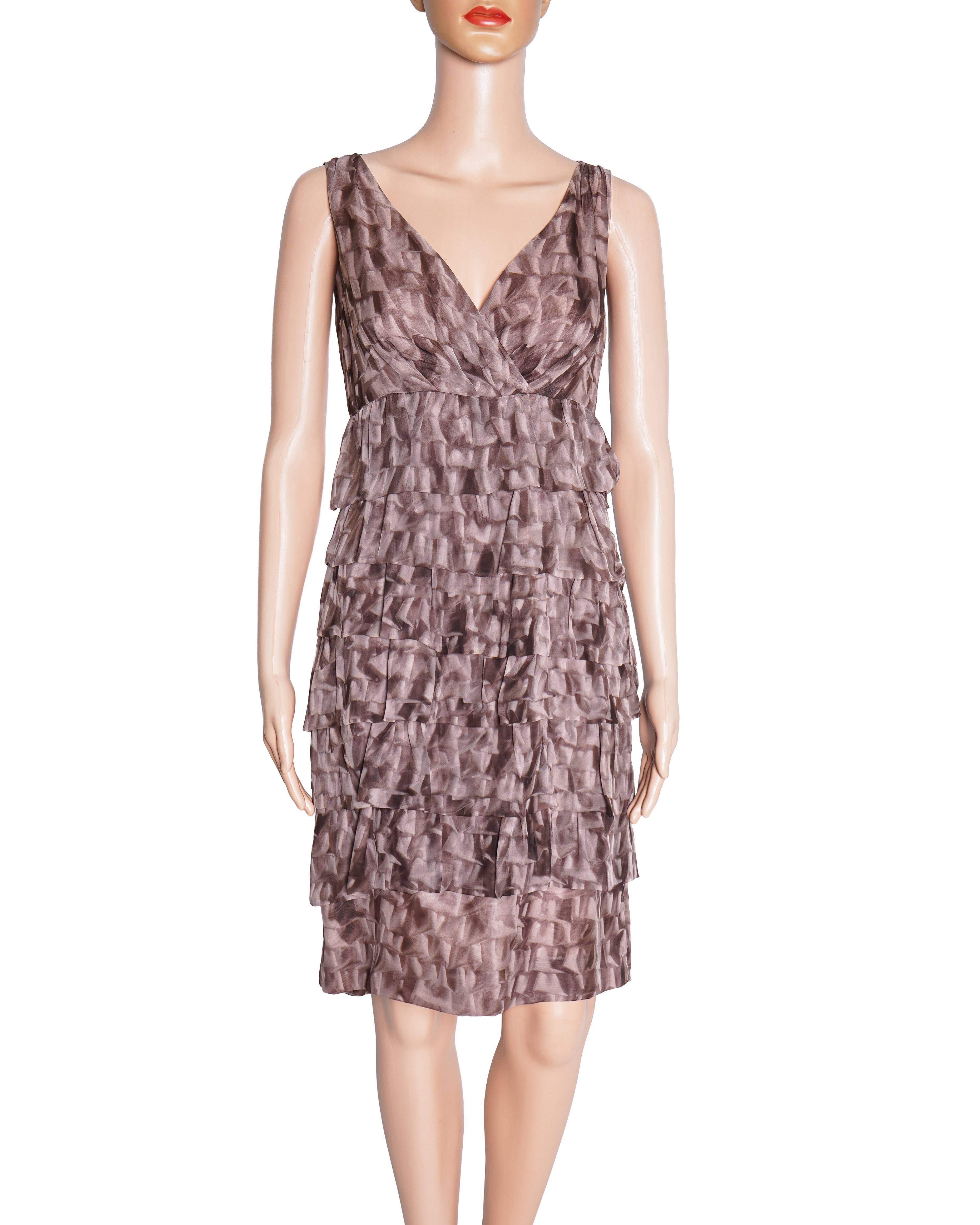 Moschino Brown Ruffle Mini Dress