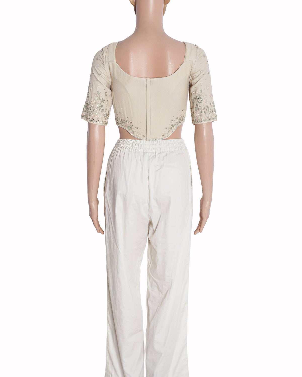 Tarun Tahiliani Embellished Light Beige Corset Blouse