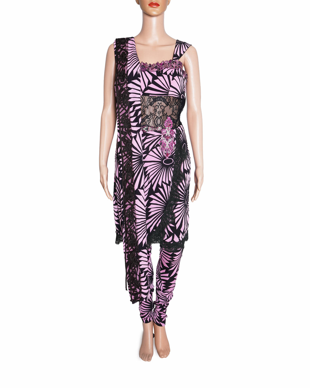 Suneet Varma pink and black kurta set of 3