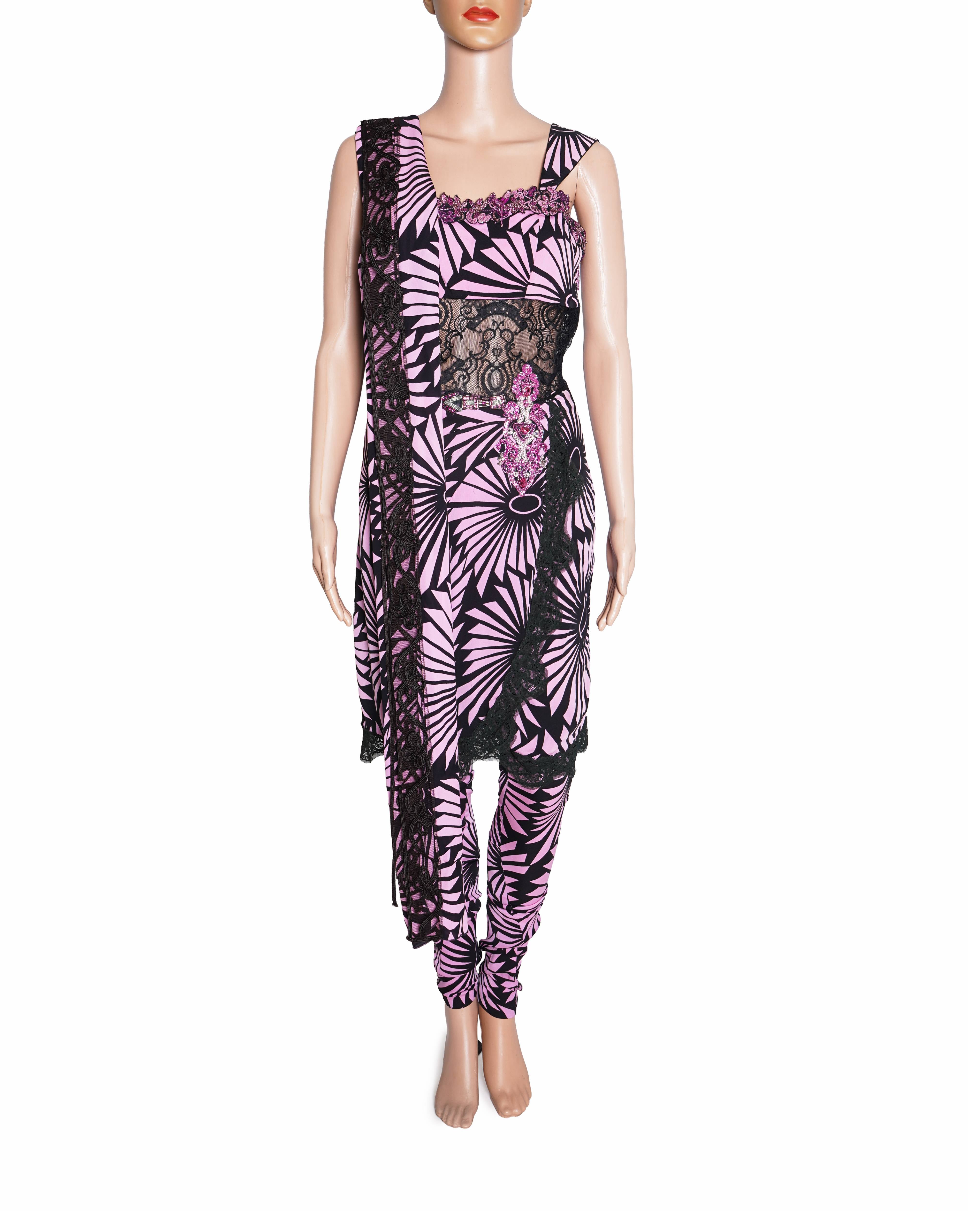 Suneet Varma pink and black kurta set of 3