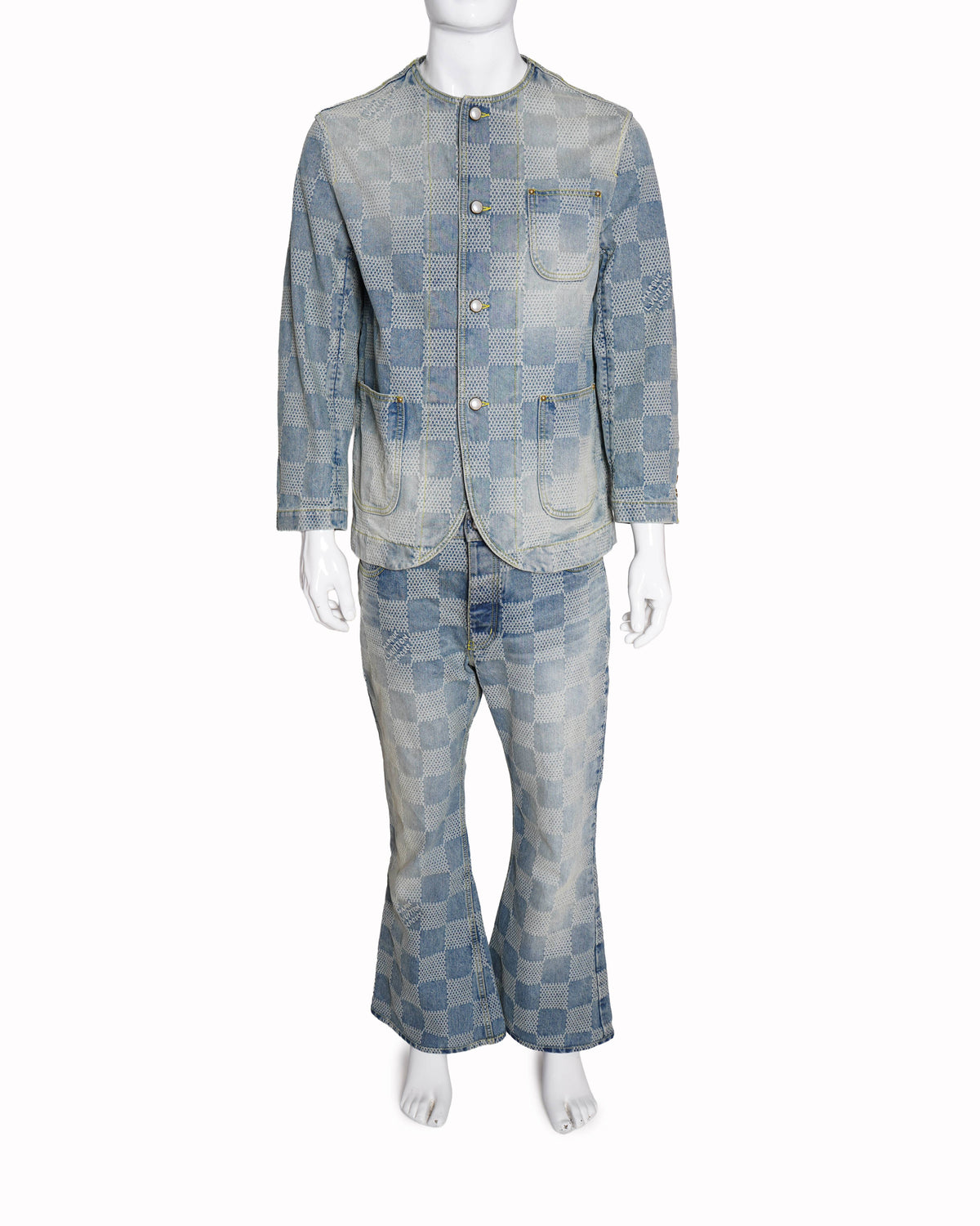 Louis vuitton classic damier denim jacket with pants