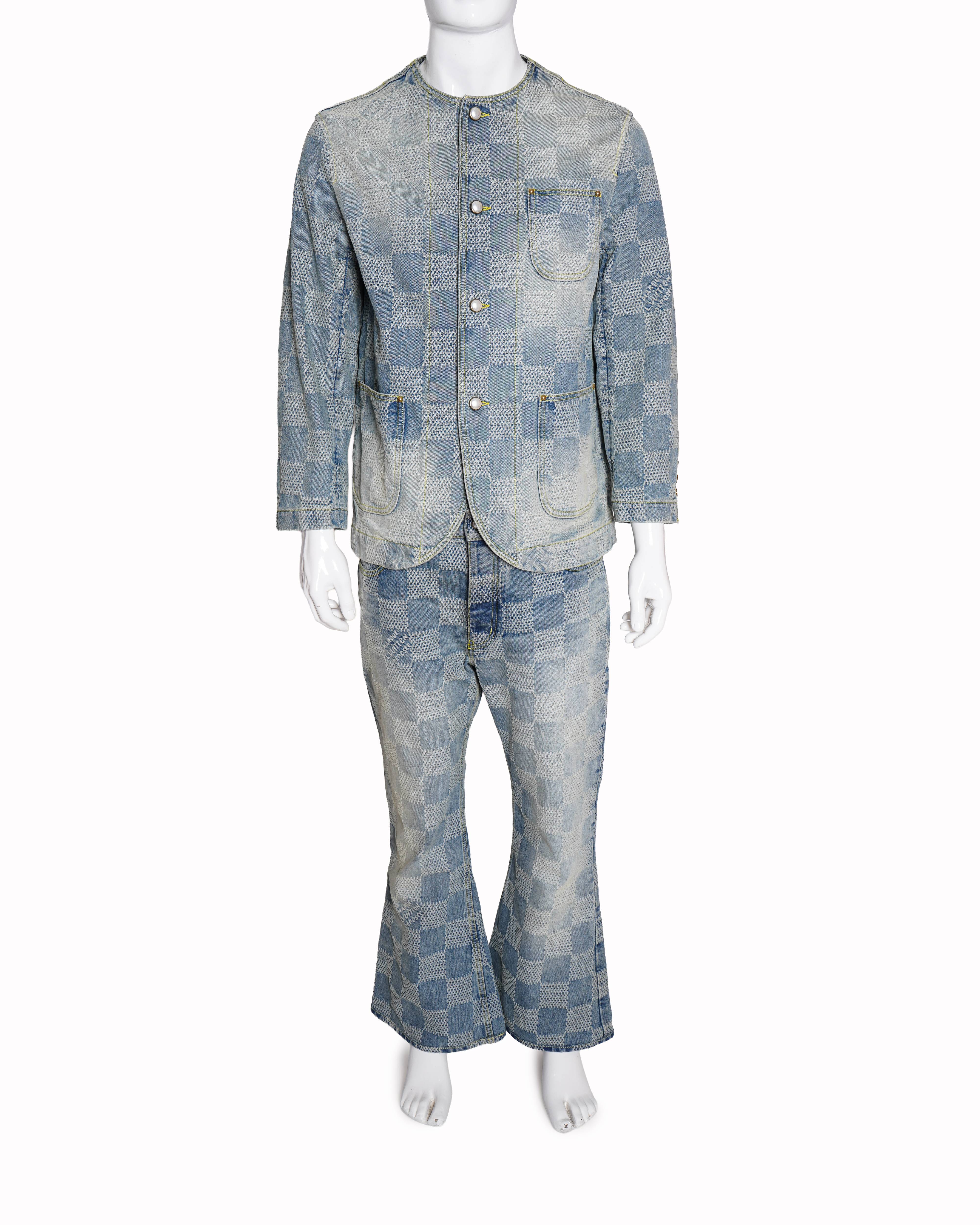 Louis vuitton classic damier denim jacket with pants