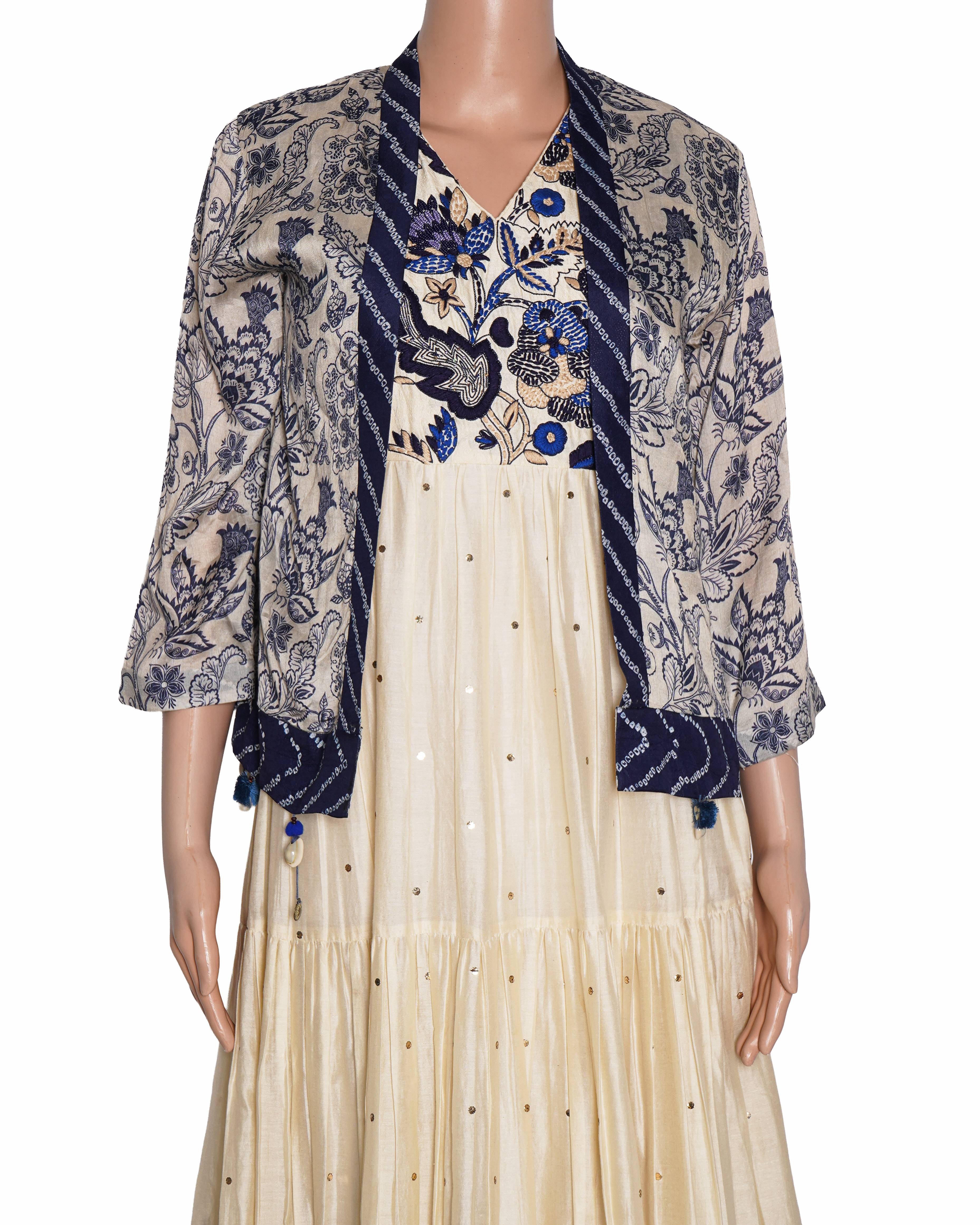 Anushree Ivory long gown with short jacket ( set of 2 )