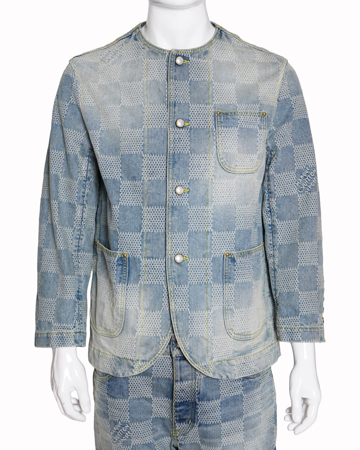 Louis vuitton classic damier denim jacket with pants