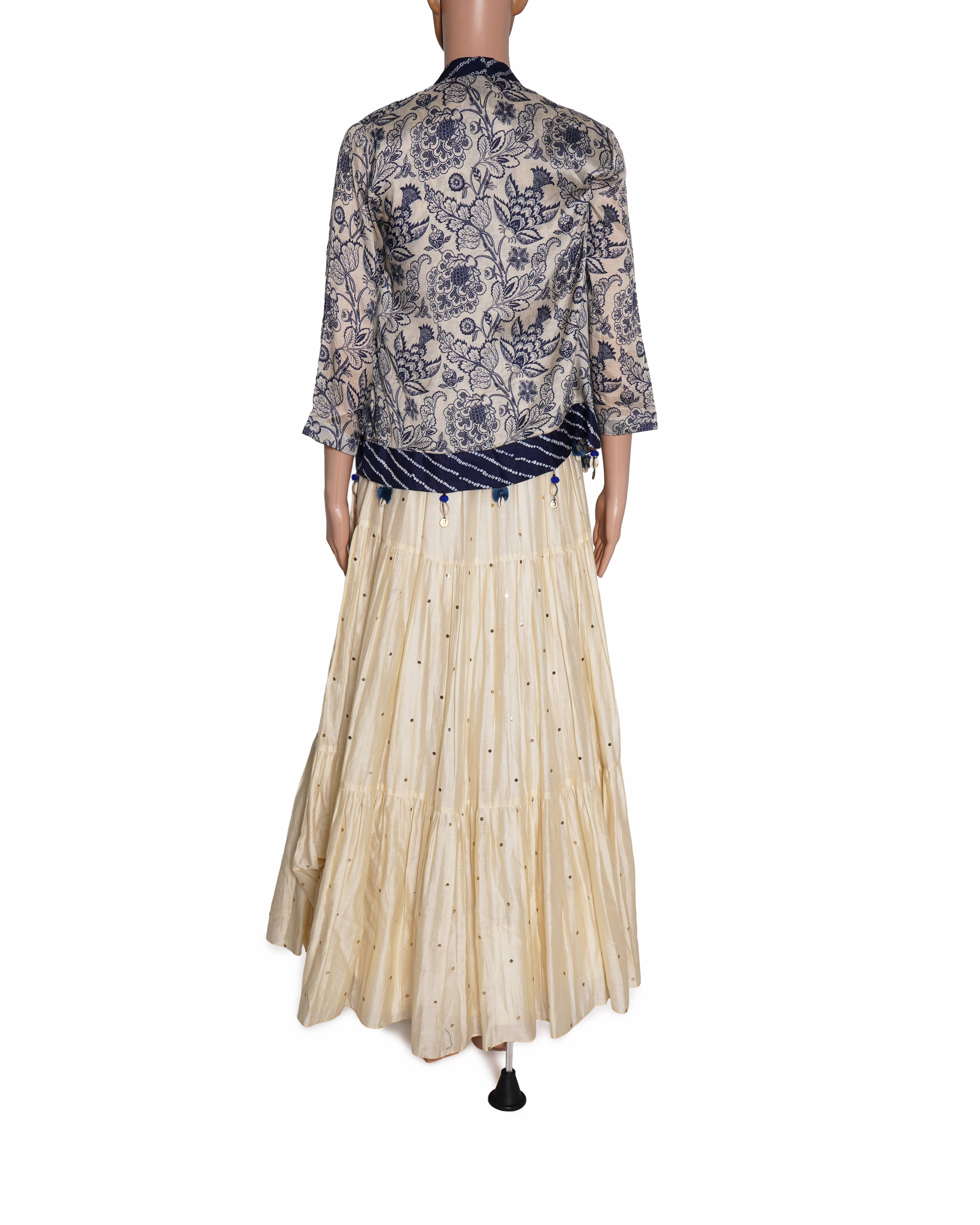 Anushree Ivory long gown with short jacket ( set of 2 )