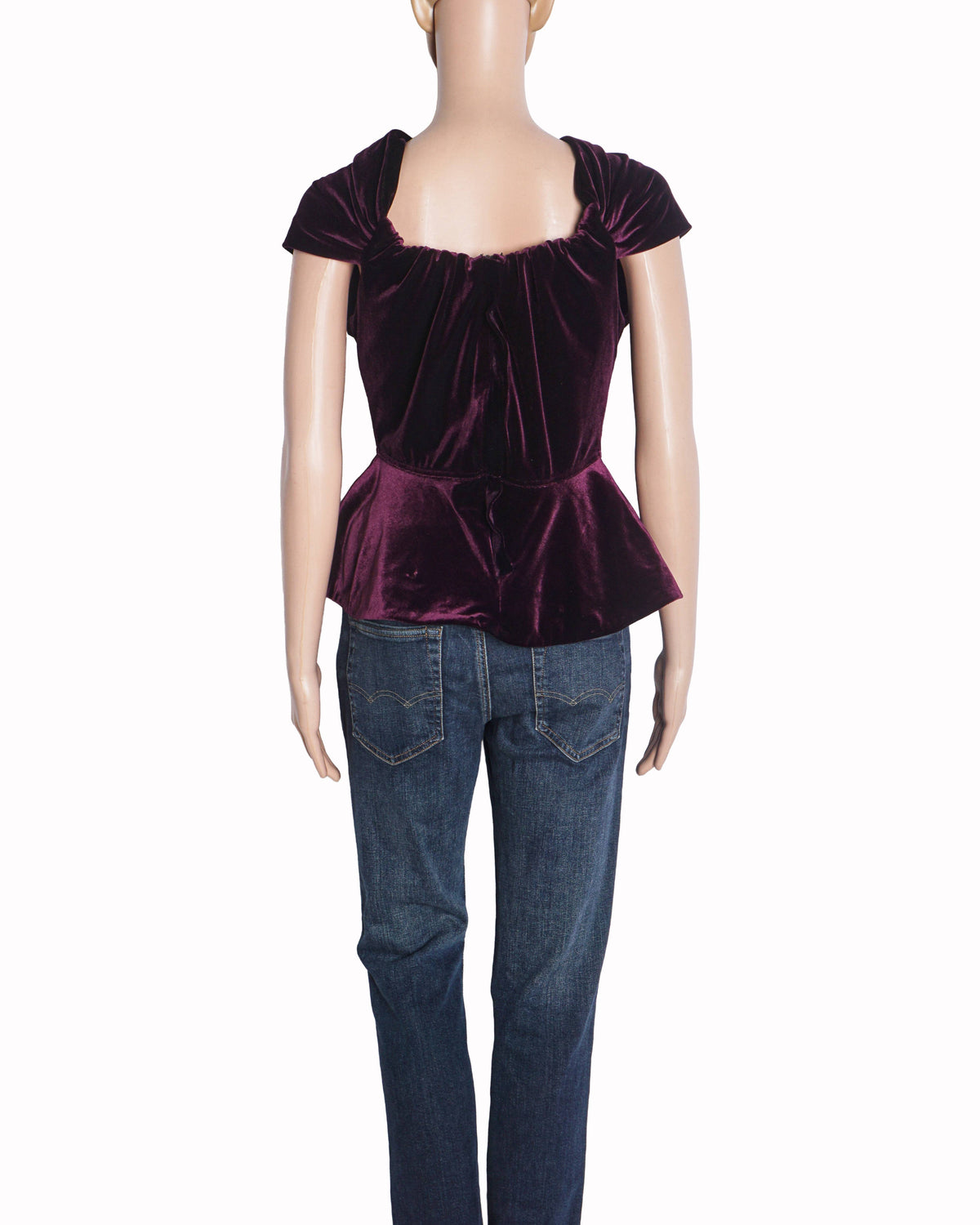 Emilio de la Morena Plum Velvet Peplum Top