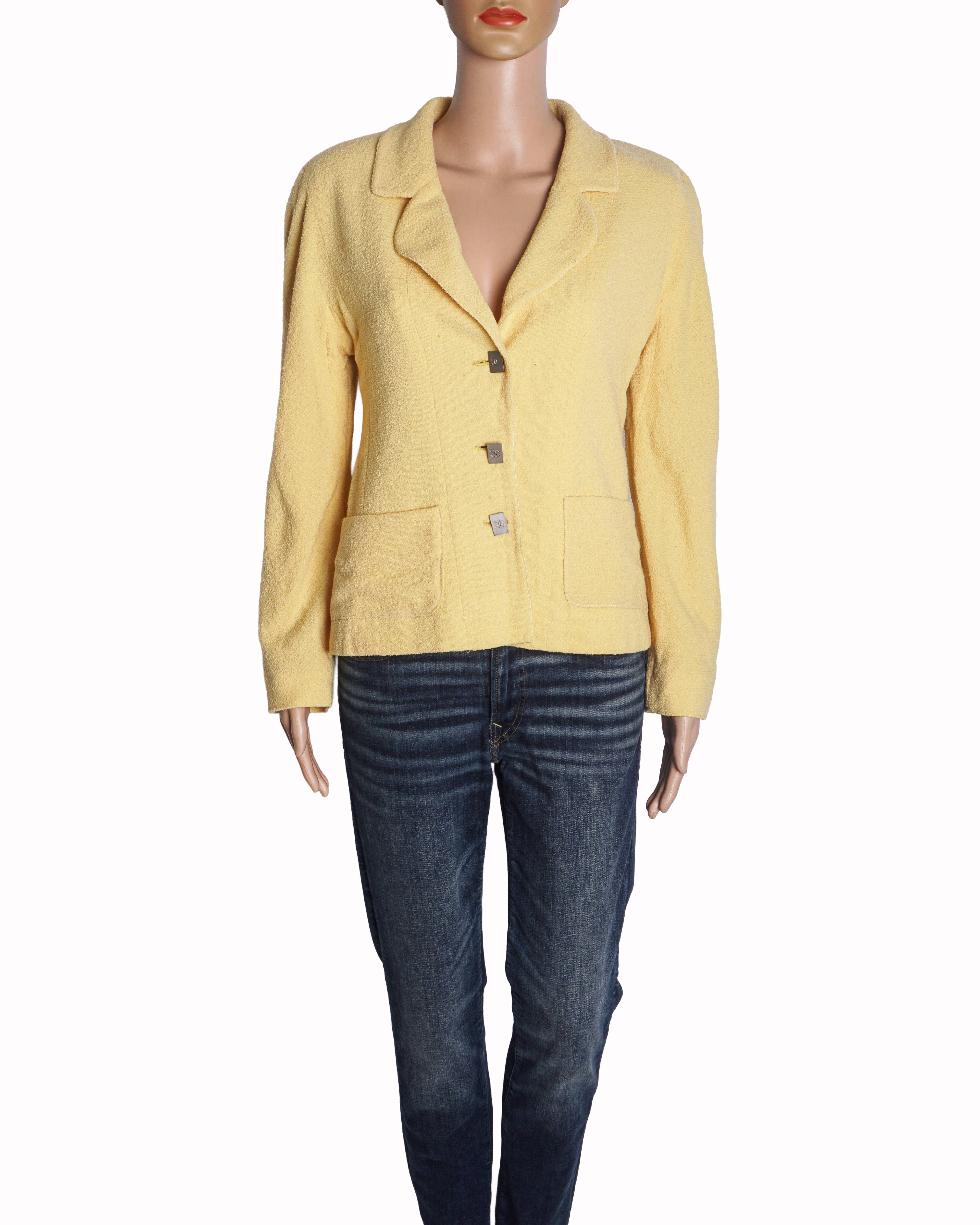 Chanel Yellow Textured Wool Jacket